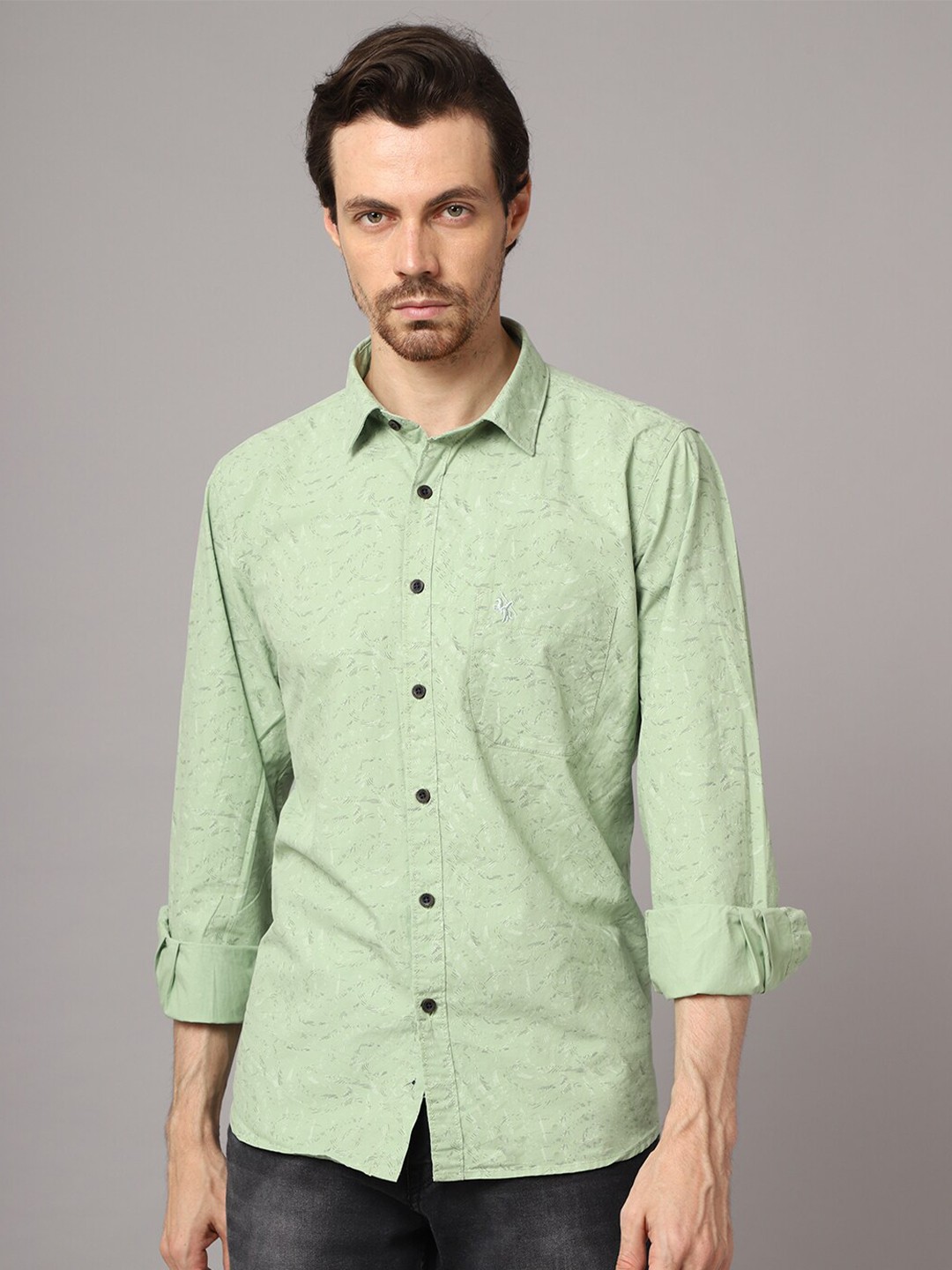 

Cantabil Men Green Printed Casual Shirt