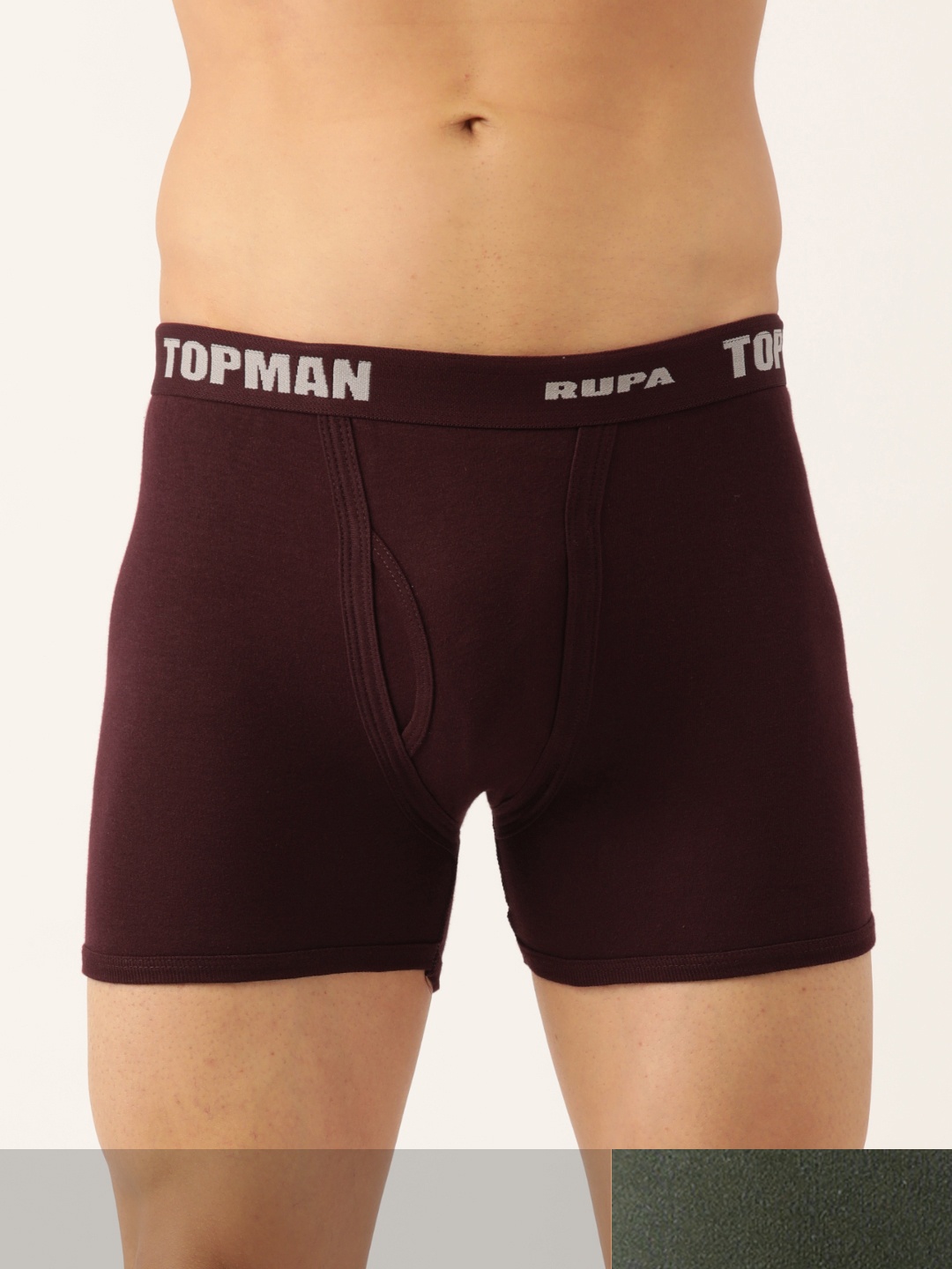 

Rupa Men Set of 2 Olive Green & Maroon Solid Cotton Trunks