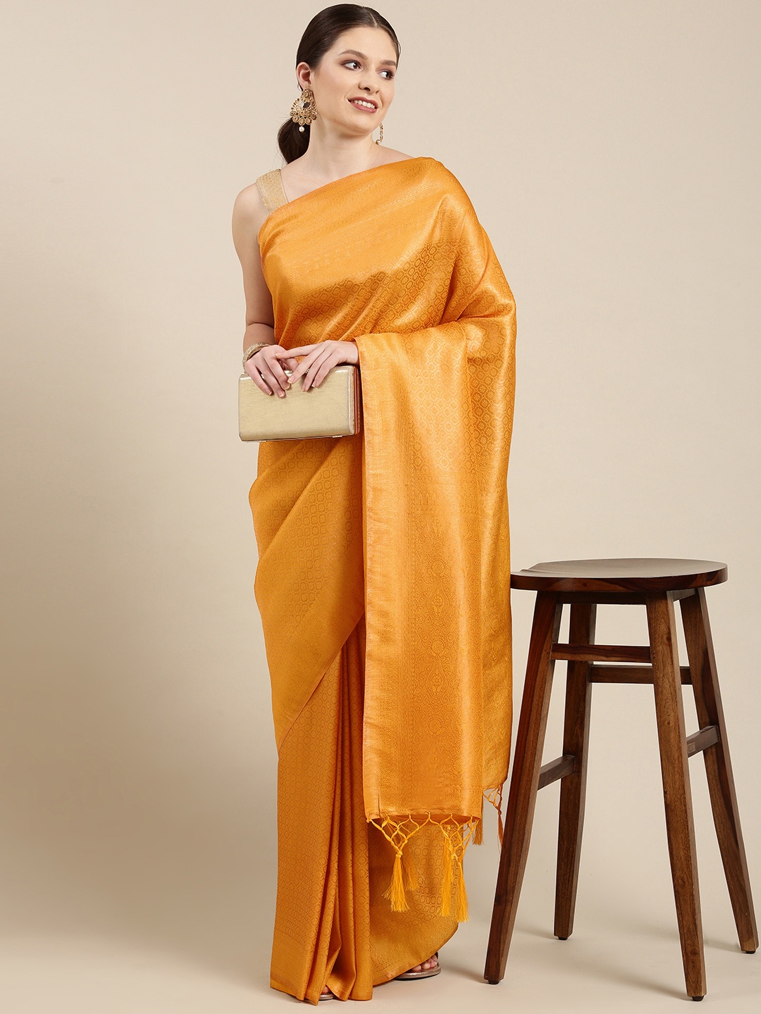 

Lookslady Mustard Woven Design Zari Art Silk Banarasi Saree