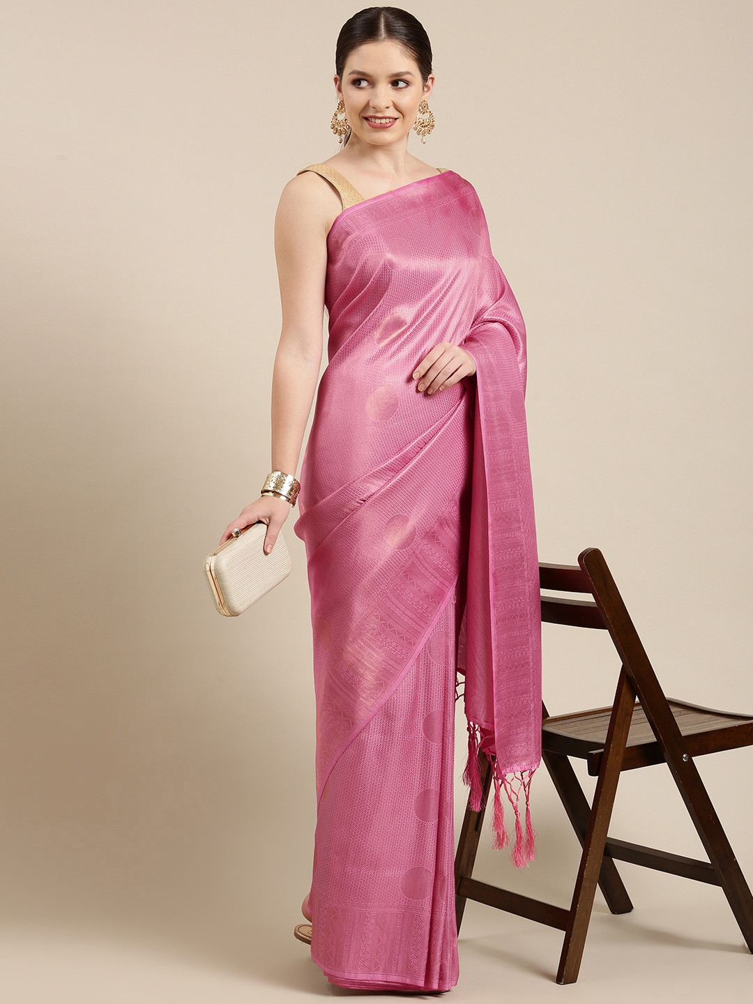 

Lookslady Pink Woven Design Zari Art Silk Banarasi Saree