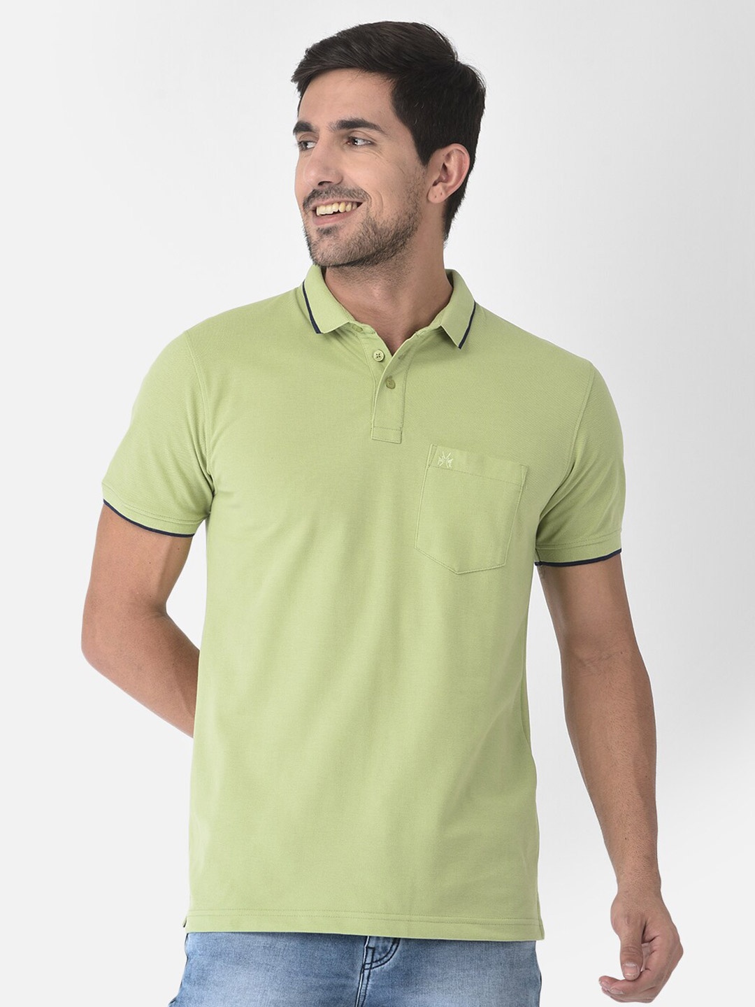 

Crimsoune Club Men Green Polo Collar Slim Fit T-shirt