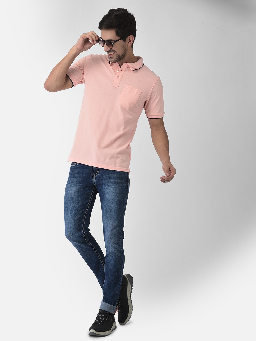 

Crimsoune Club Men Pink Polo Collar Slim Fit T-shirt