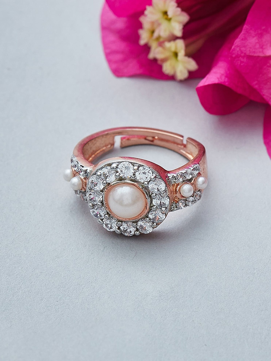 

Voylla Rose Gold-Toned & Plated Stone-Studded Finger Ring