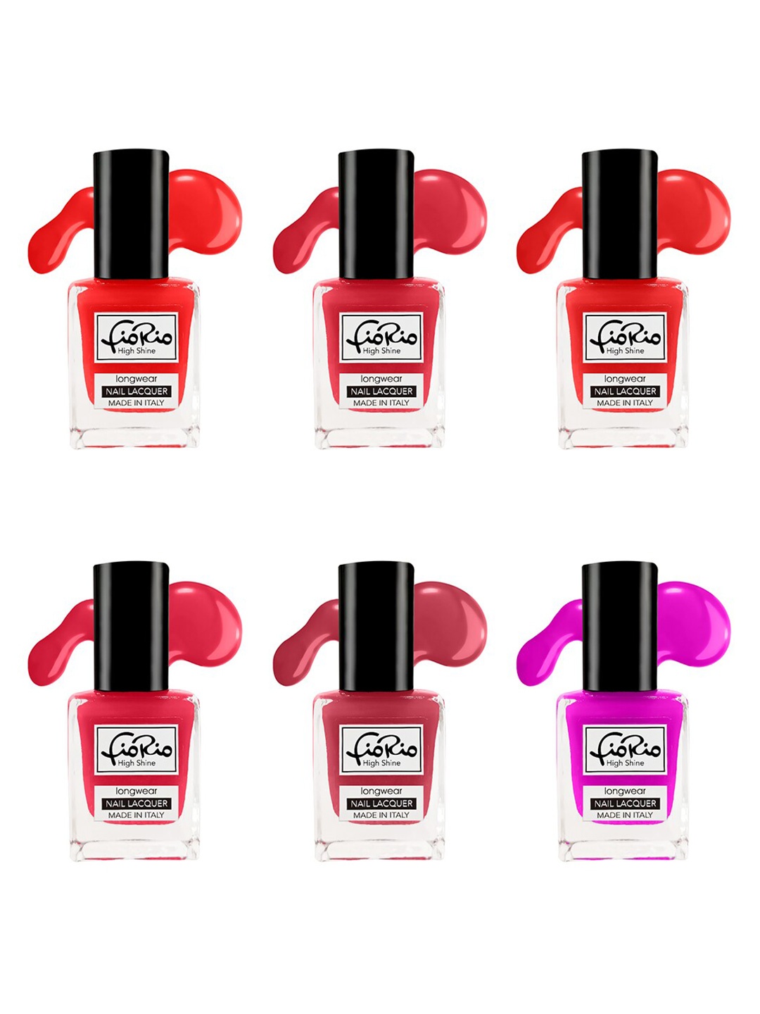 

Fiorio Set of 6 High Shine Longwear Nail Lacquer 11ml Each- Shades 127+128+129+130+131+132, Red