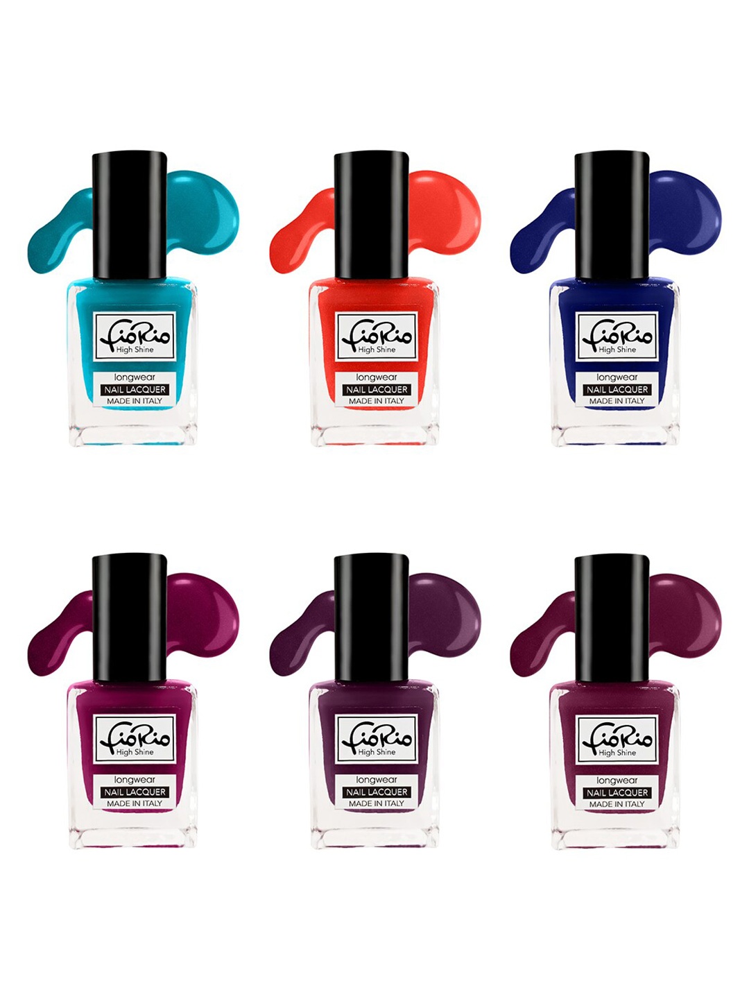 

Fiorio Set of 6 High Shine Long Lasting Nail Lacquer 66 ml, Blue