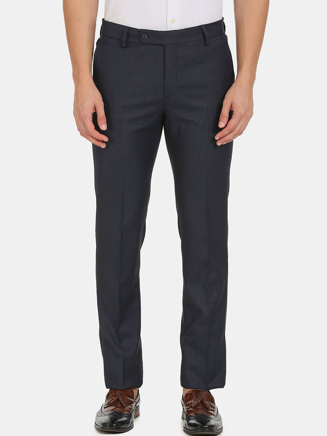

Arrow Men Blue Textured Trousers
