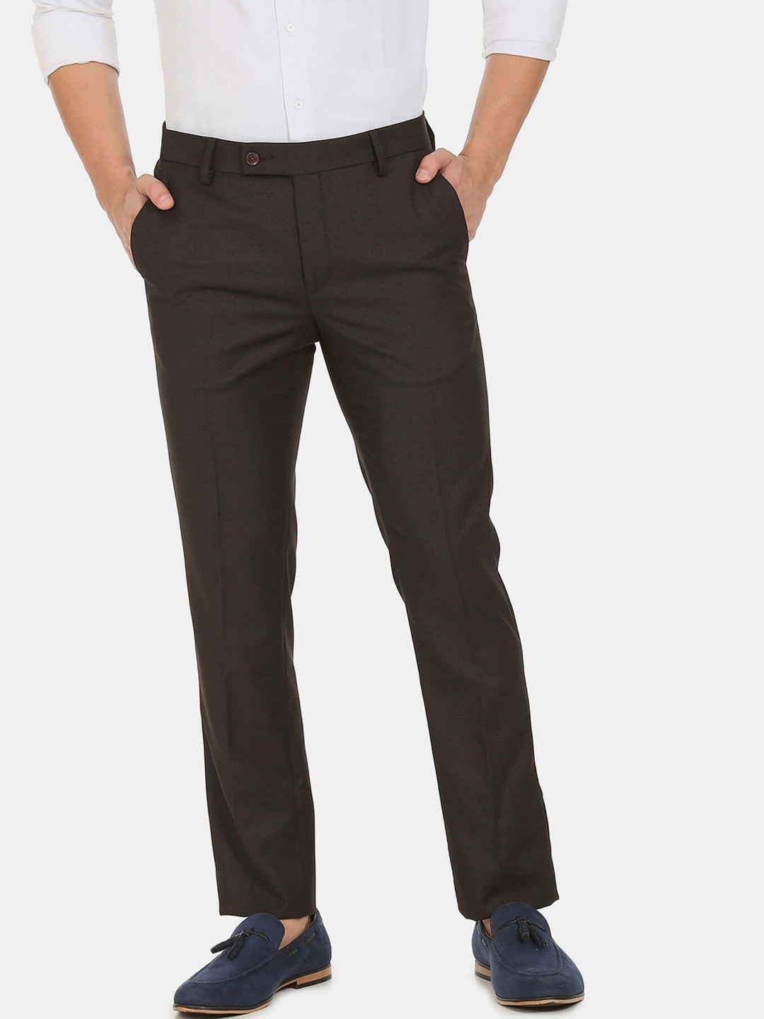 

Arrow Men Brown Checked Trousers