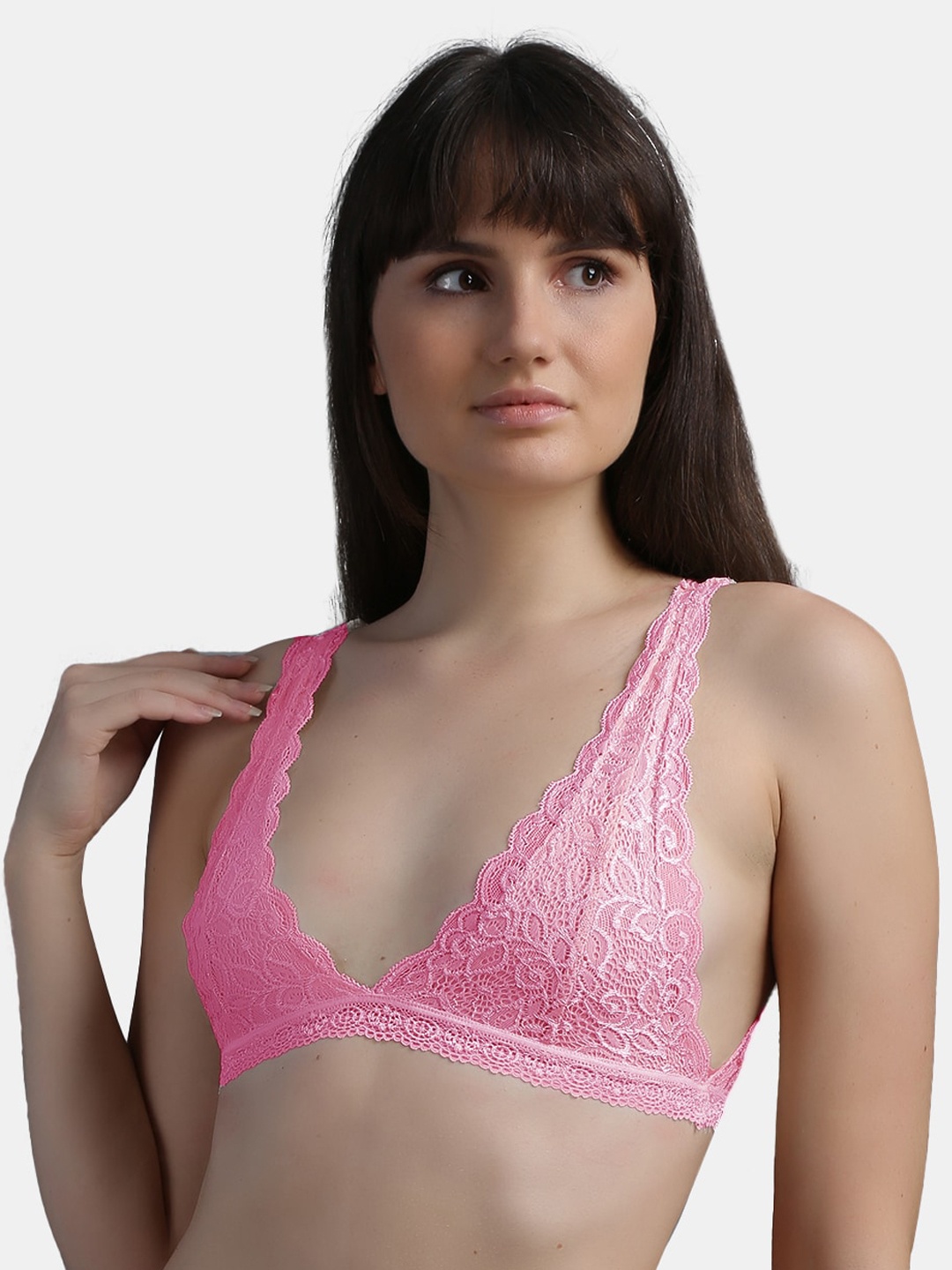 

N-Gal Women Non-Padded Non-Wired Pink Bra