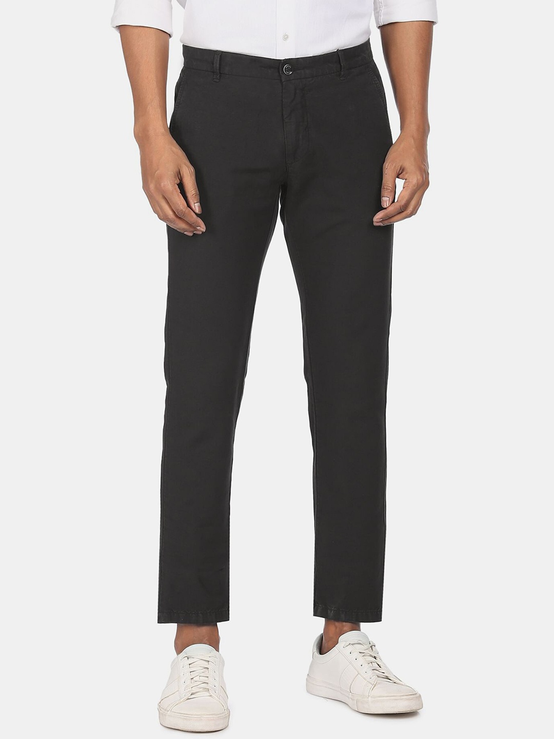 

Arrow Sport Men Black Slim Fit Low-Rise Trousers
