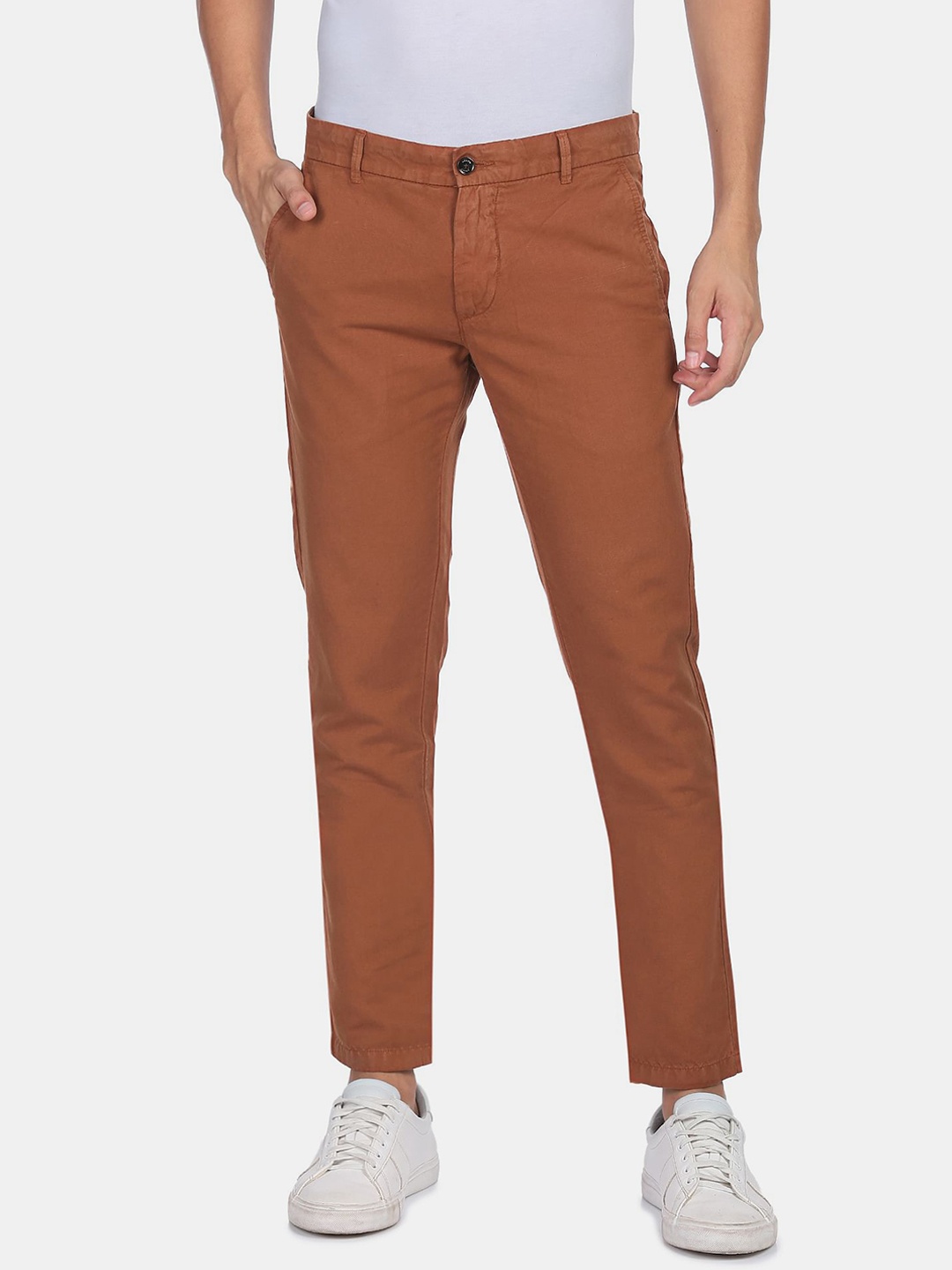 

Arrow Sport Men Orange Slim Fit Chinos Trousers, Rust