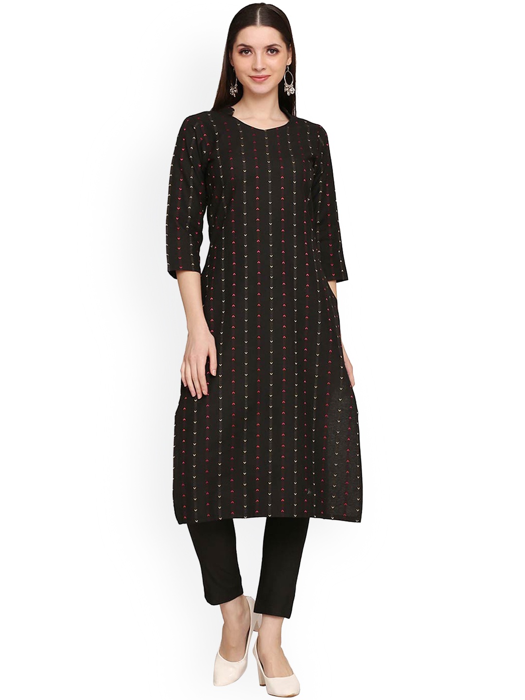 

HRITIKA Women Black Pure Cotton Kurta with Trousers