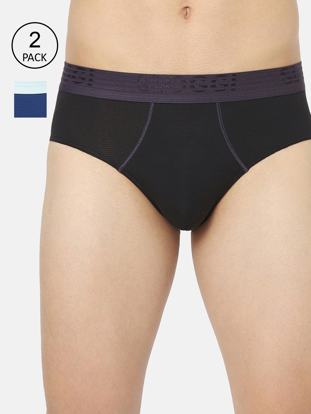 

Sloggi Men Pack Of 2 B& Black Quick-Dry Breathable Briefs