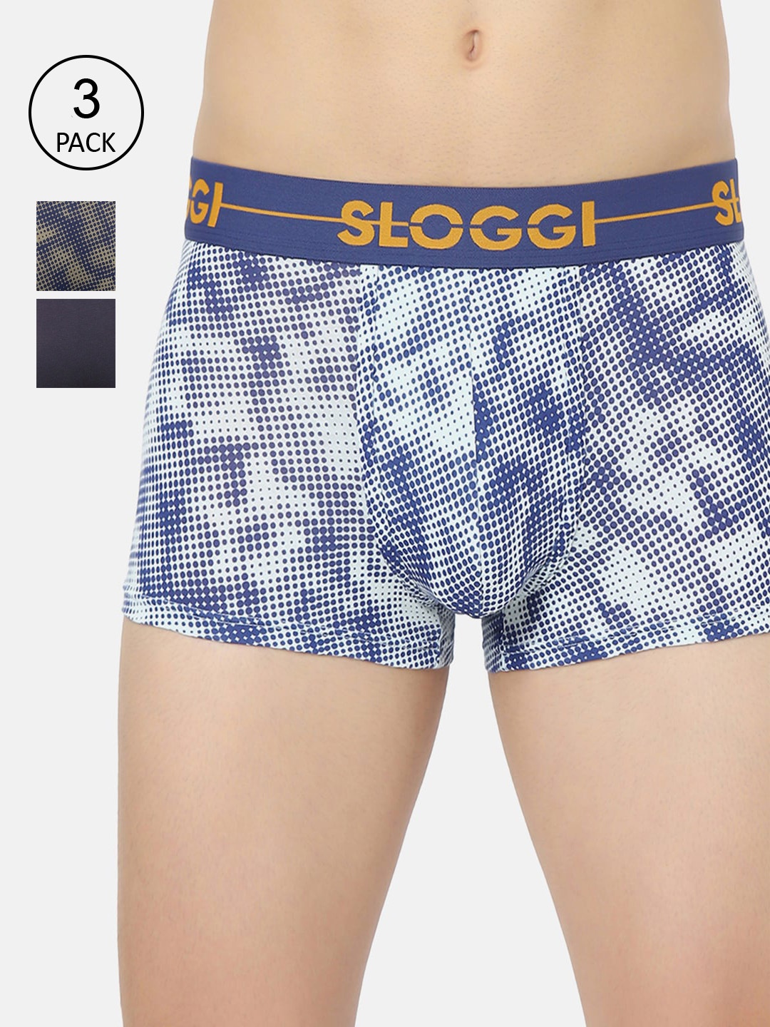 

Sloggi Men Pack Of 3 Printed Trunk 10212106 G9, Blue