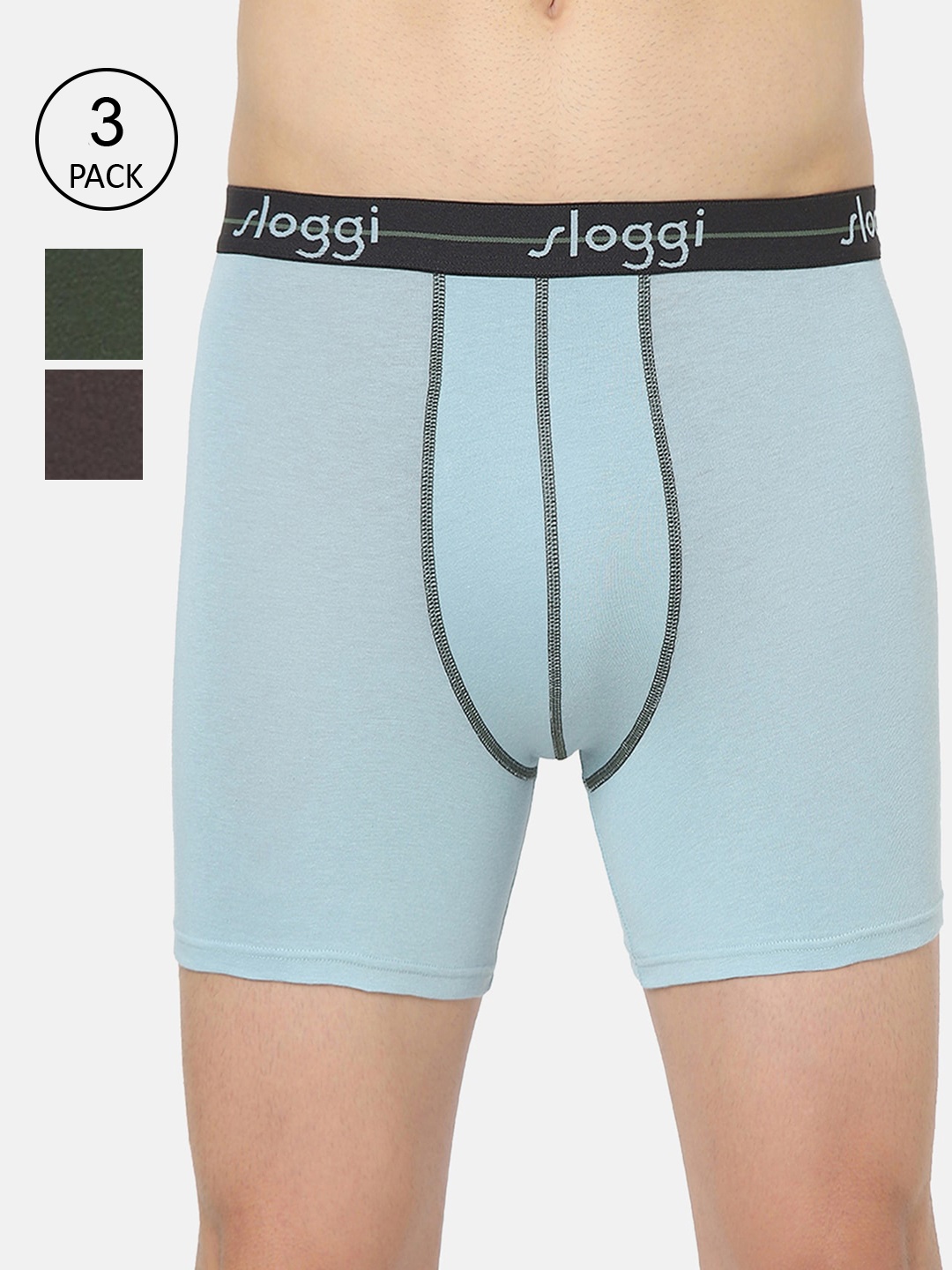 

Sloggi Men's Pack Of 3 Solid Trunk, Green