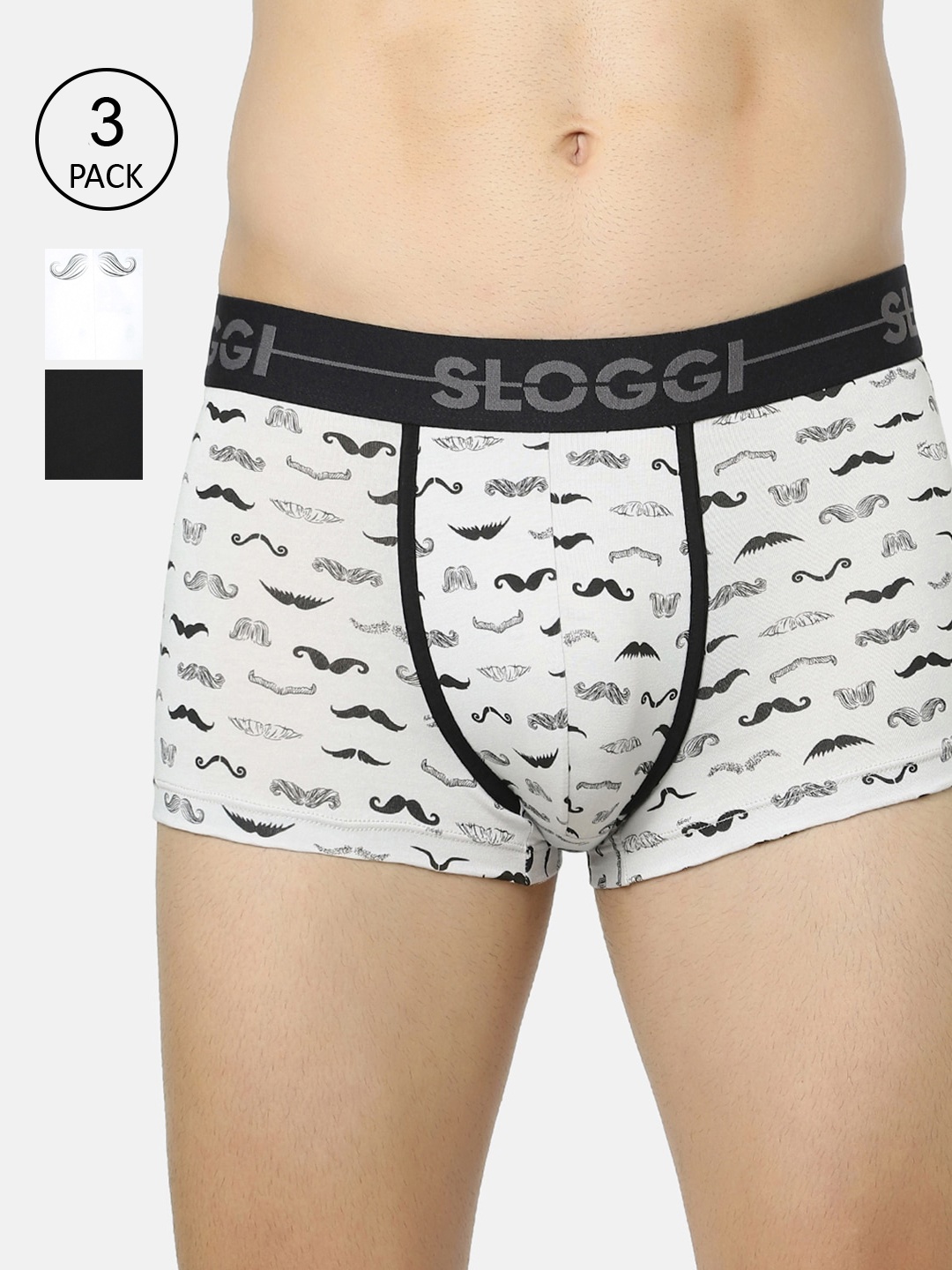 

Sloggi Men Pack Of 3 Grey & Black Printed Trunk 10205184 Z9