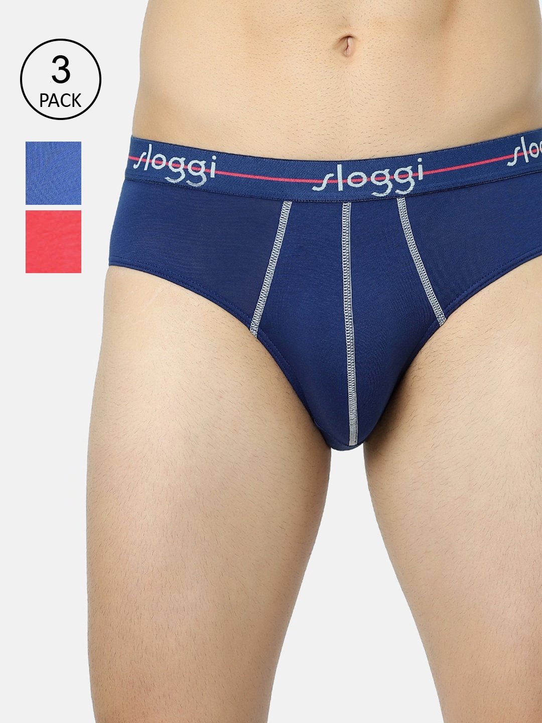 

Sloggi Men Pack Of 3 Blue & Red Solid Trunk 10212105 P9