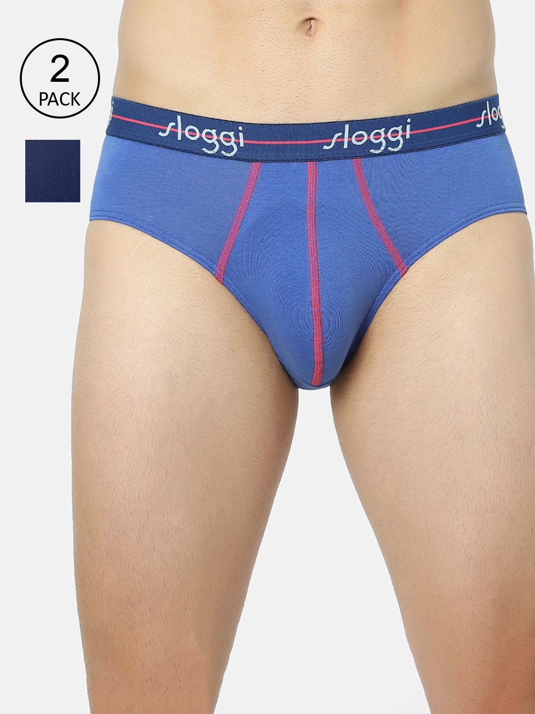 

Sloggi Men Pack of 2 Blue Solid Cotton Brief