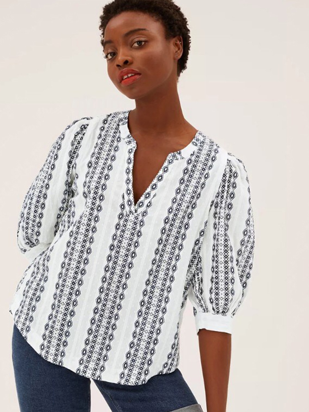 

Marks & Spencer White Print Top