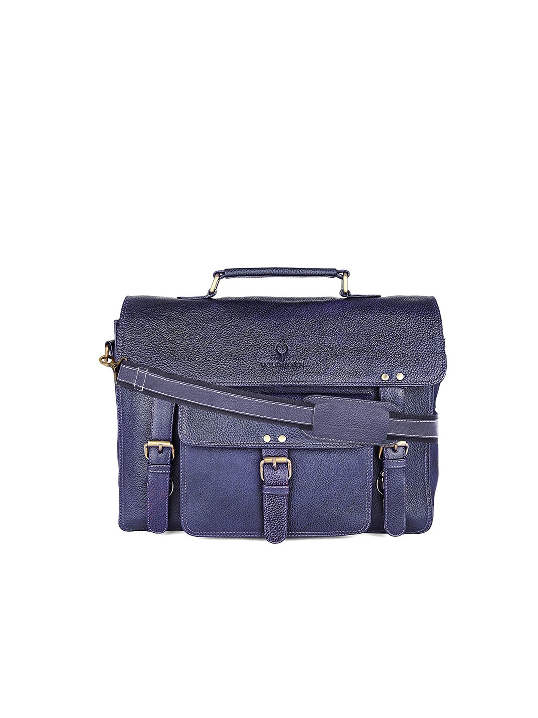 

WildHorn Men Blue Leather Laptop Bag