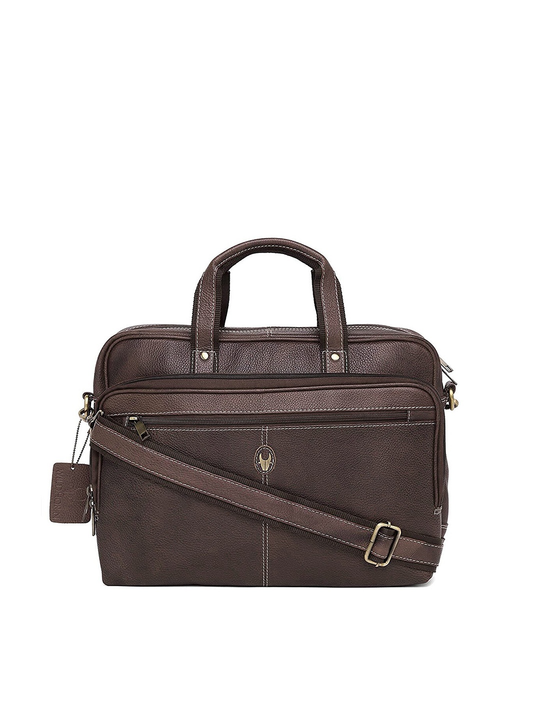 

WildHorn Men Brown Leather Laptop Bag
