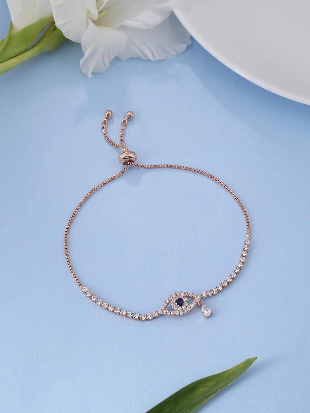 

kashwini Women Rose Gold & White Brass Rose Gold-Plated Charm Bracelet