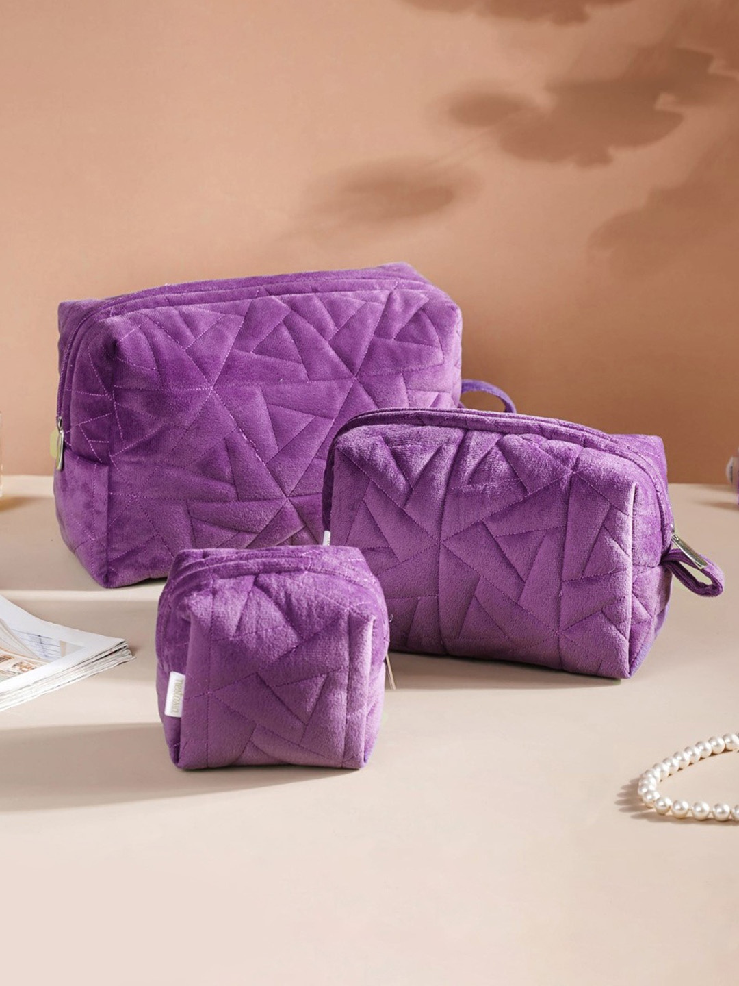 

Nestasia Set Of 3 Multipurpose Toiletry Kit, Purple