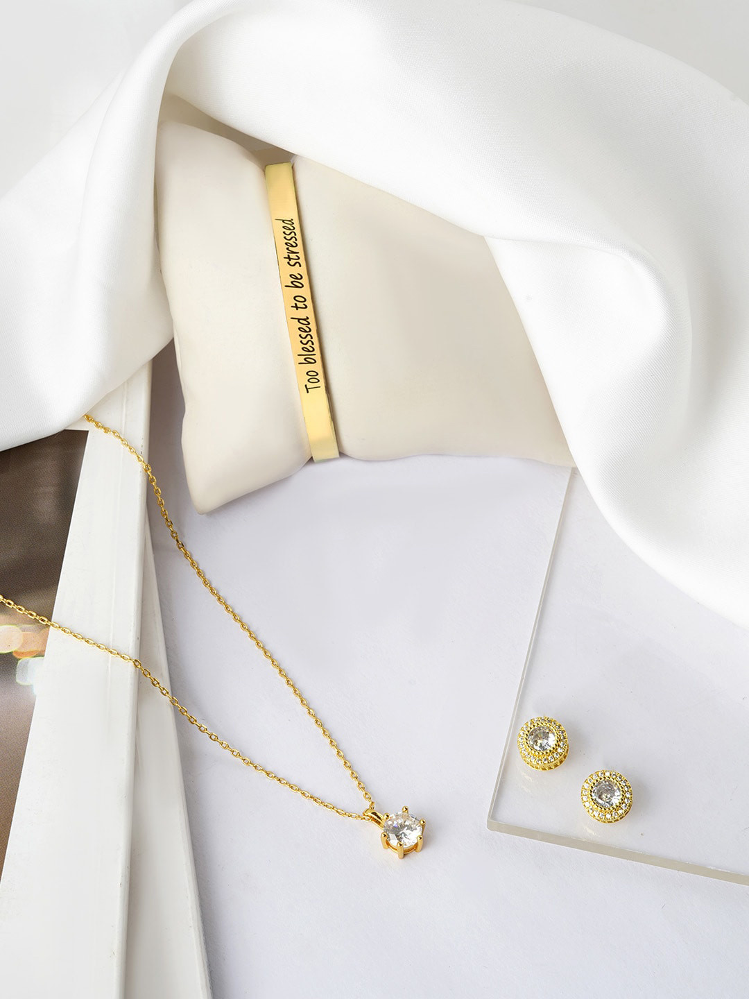 

JOKER & WITCH Gold-Toned Artificial Stone Studded Jewellery Set