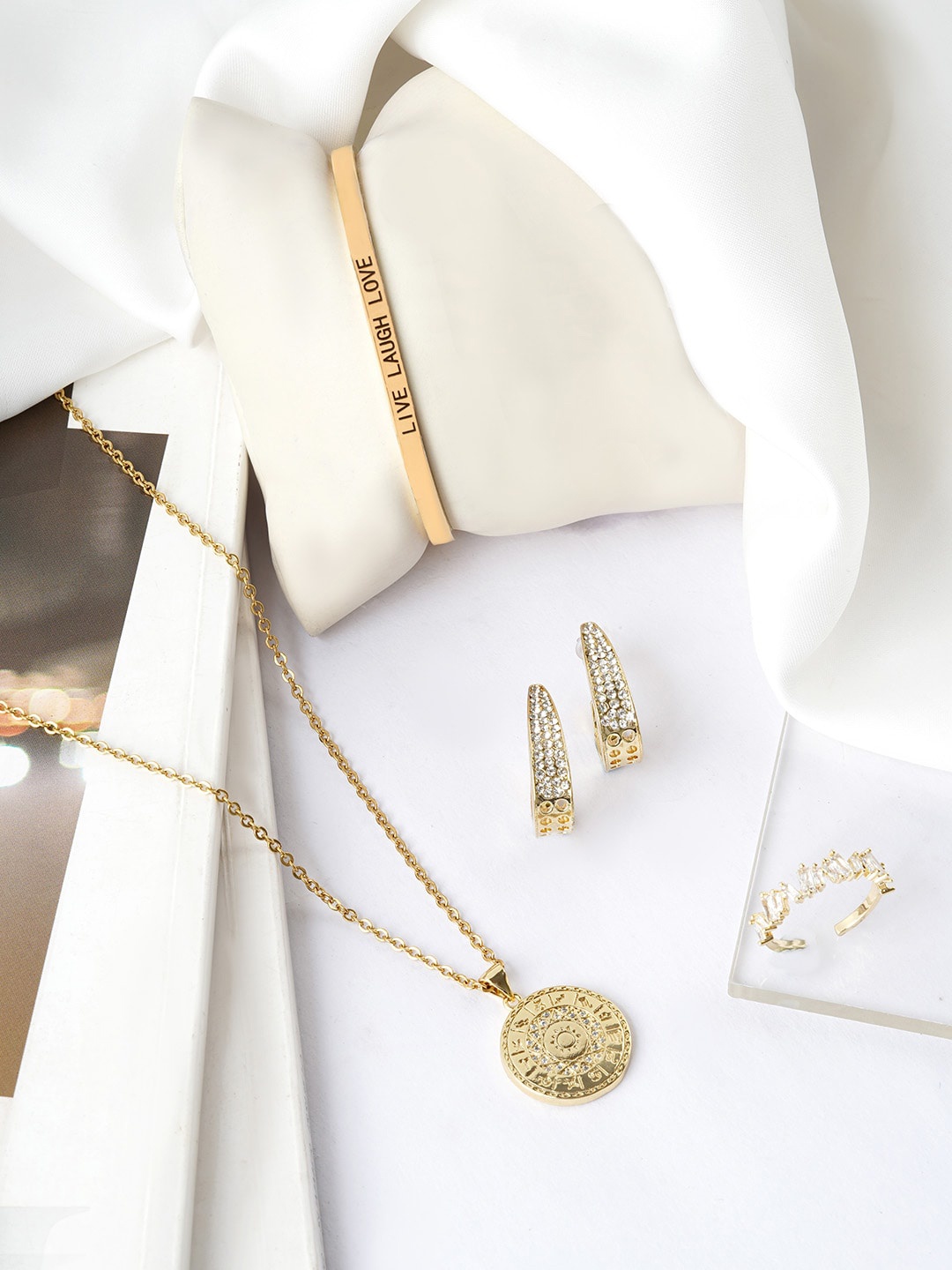 

JOKER & WITCH Women Gold-Toned White Stone-Studded Jewellery Set
