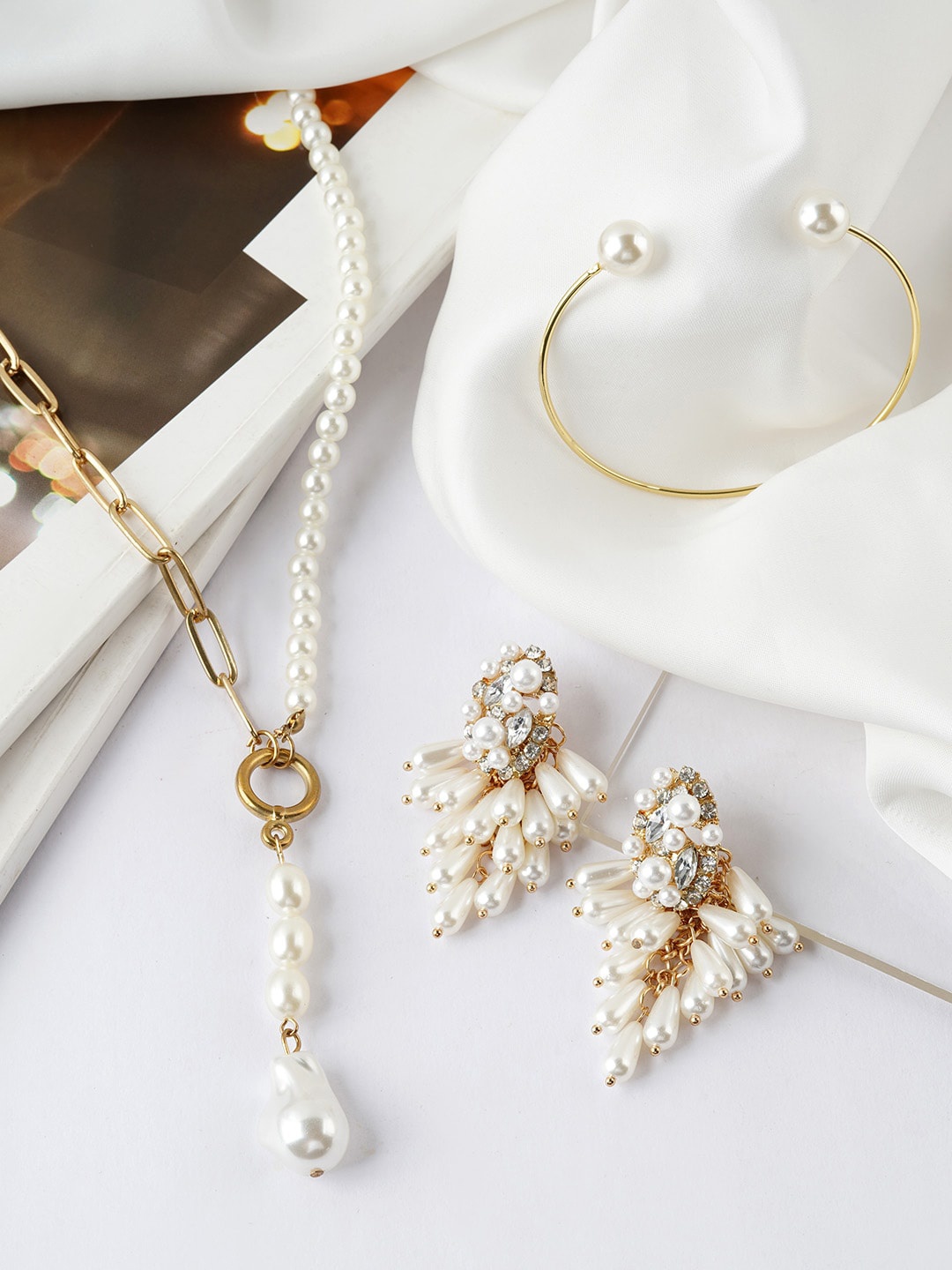 

JOKER & WITCH Gold & Pearl Studded Jewellery Set