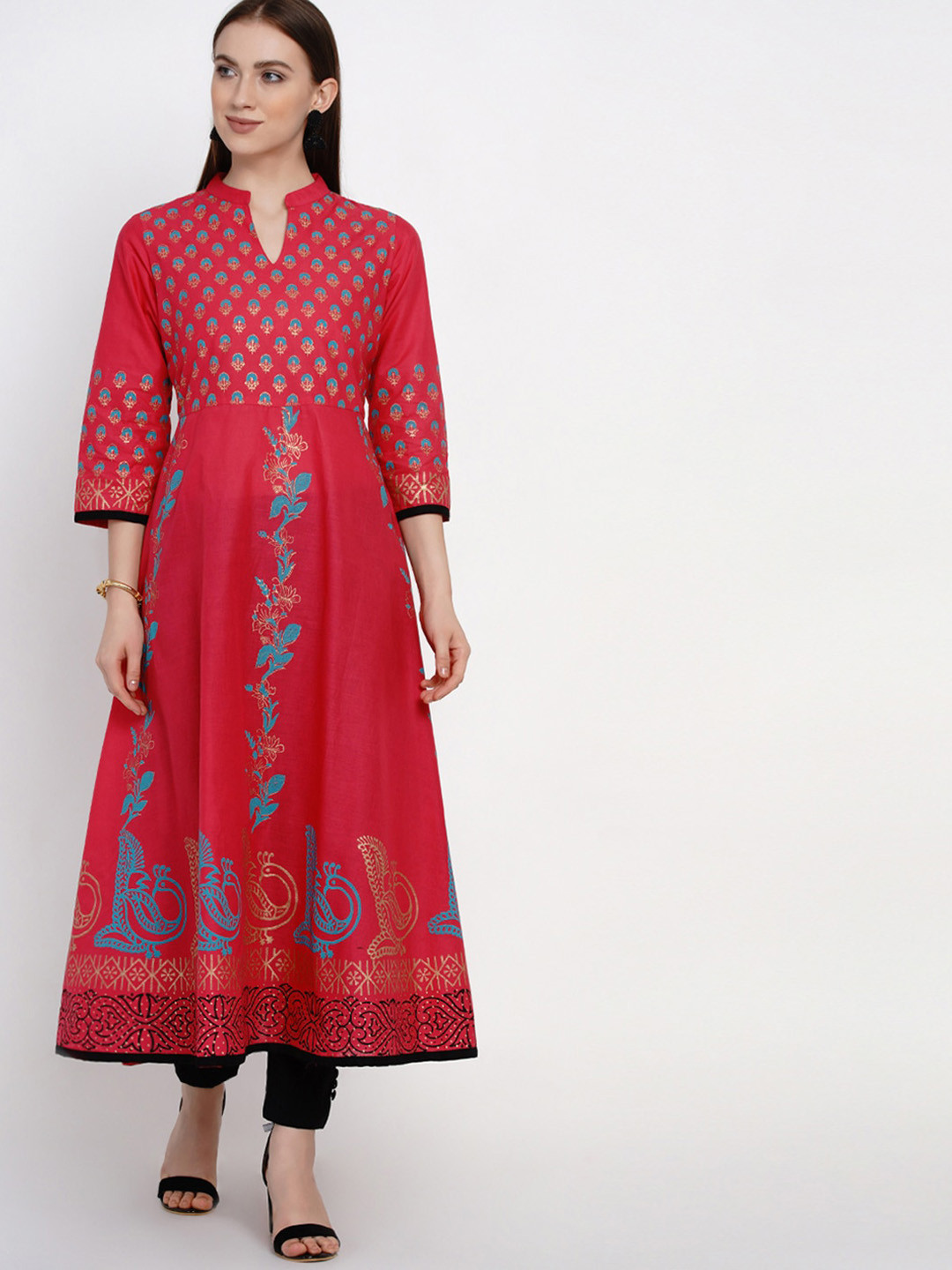 

RIYA Women Pink Ethnic Motifs Printed Anarkali Kurta