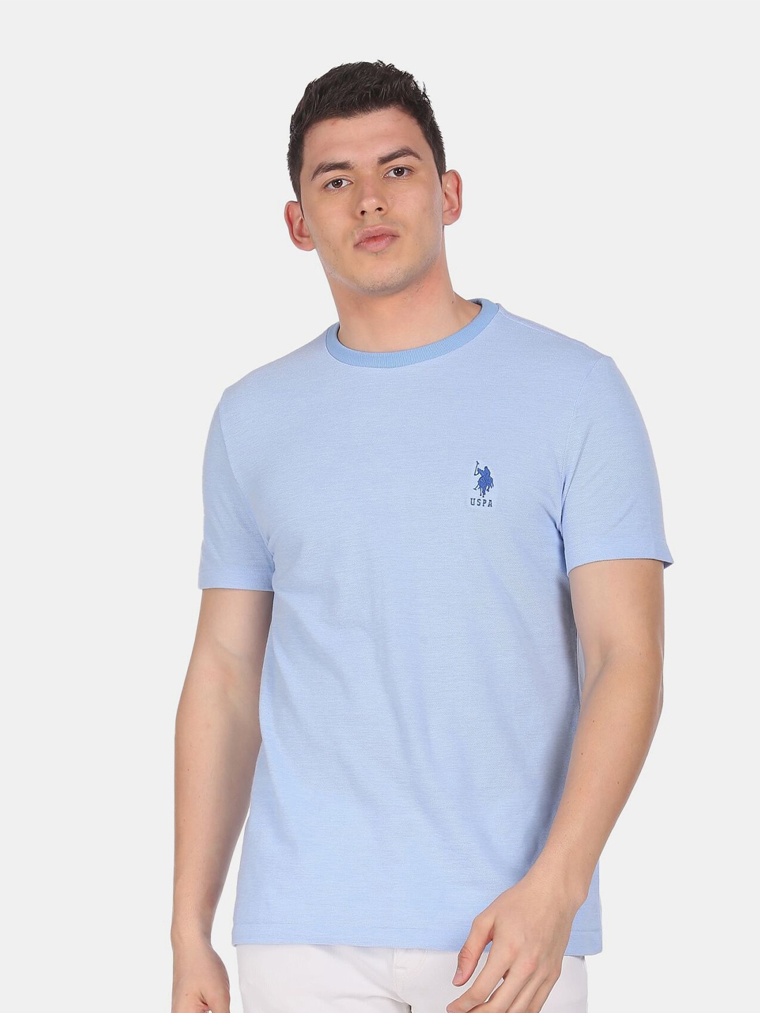 

U S Polo Assn Men Solid Blue Round Neck T-shirt
