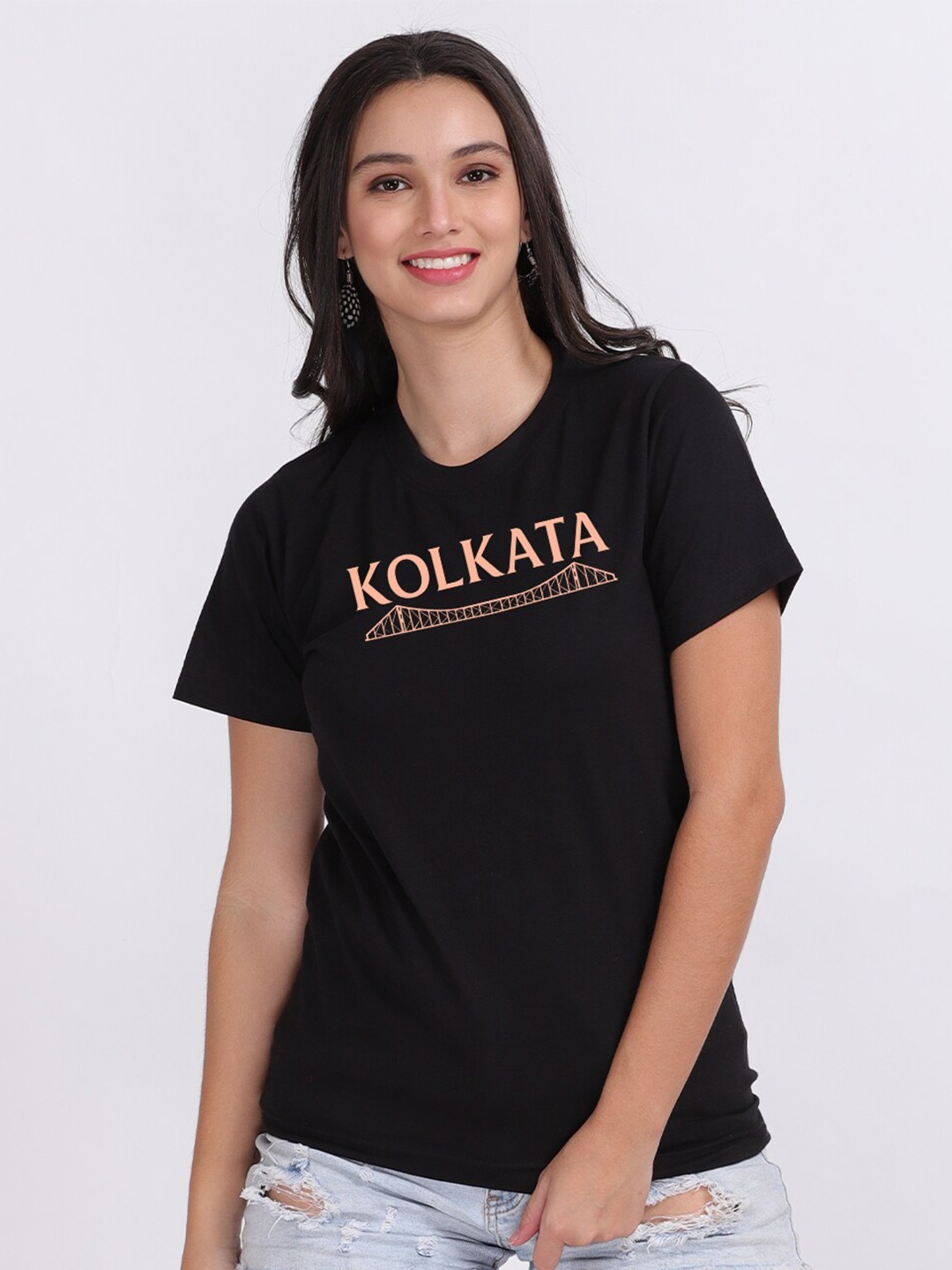 

Mad Over Print Women Kolkata T-shirt, Black