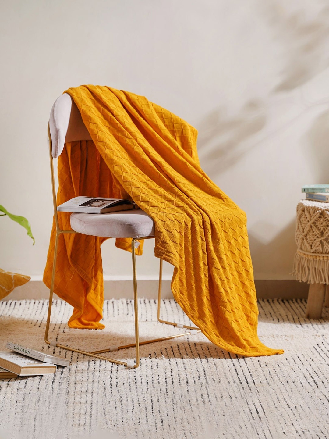 

Nestasia Yellow Knitted Throw