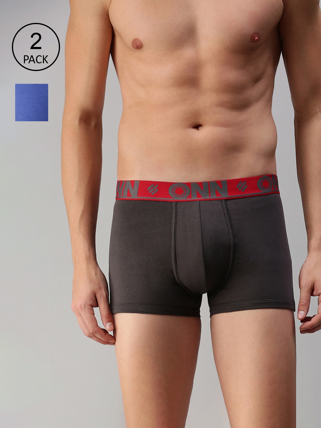 

ONN Men Pack Of 2 Solid Trunk ONN_273_DGRY_INKBU_2PC, Grey