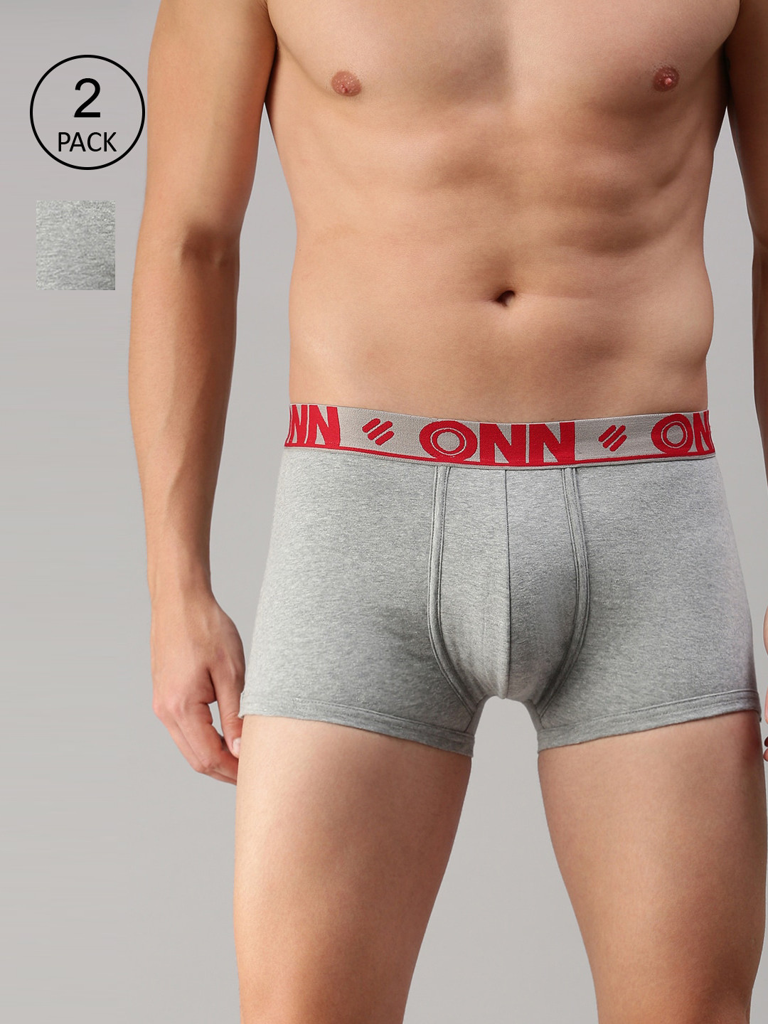 

ONN Pack of 2 Grey Melange Short Trunk