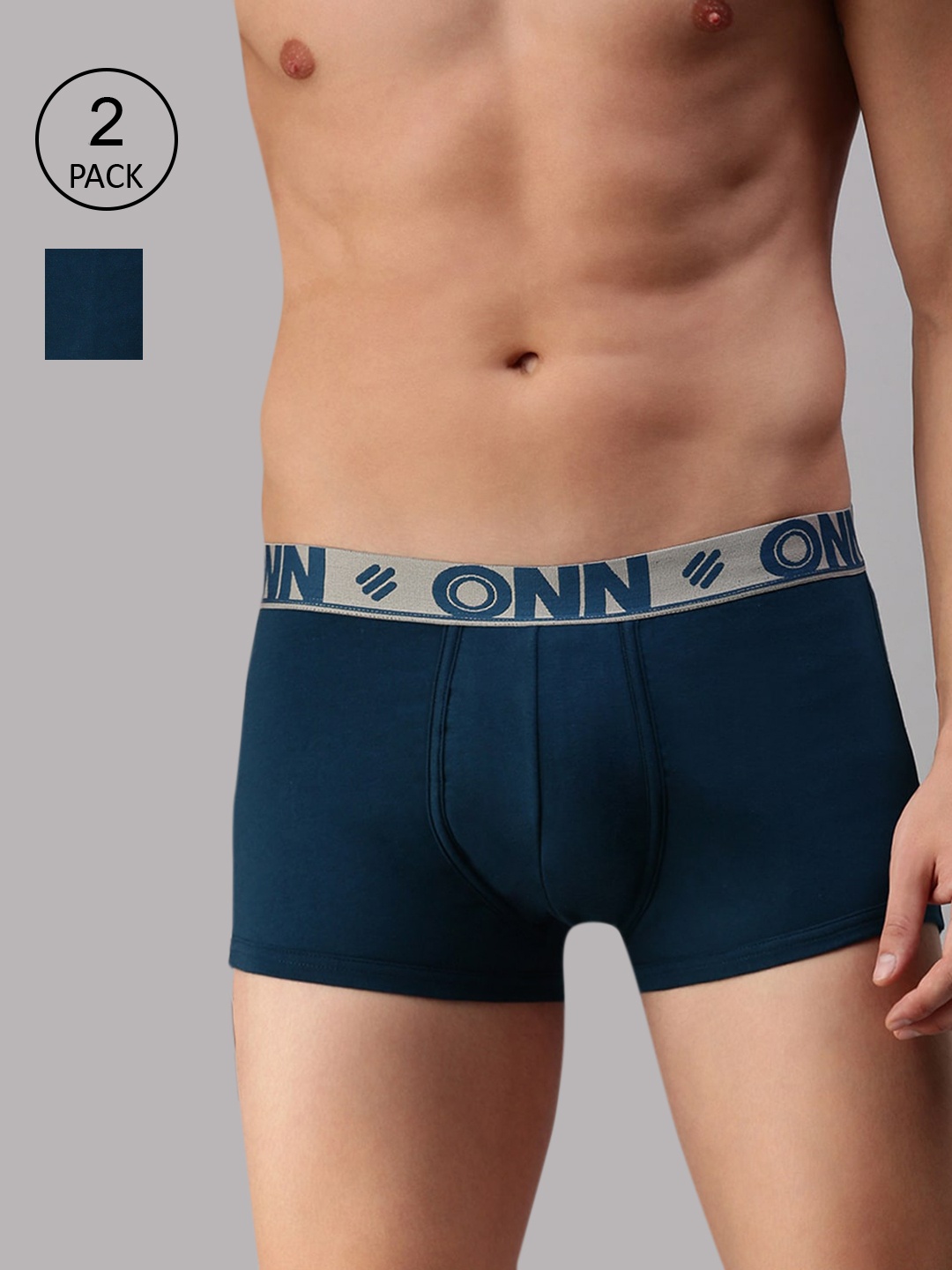 

ONN Men Pack Of 2 Blue Solid Trunk