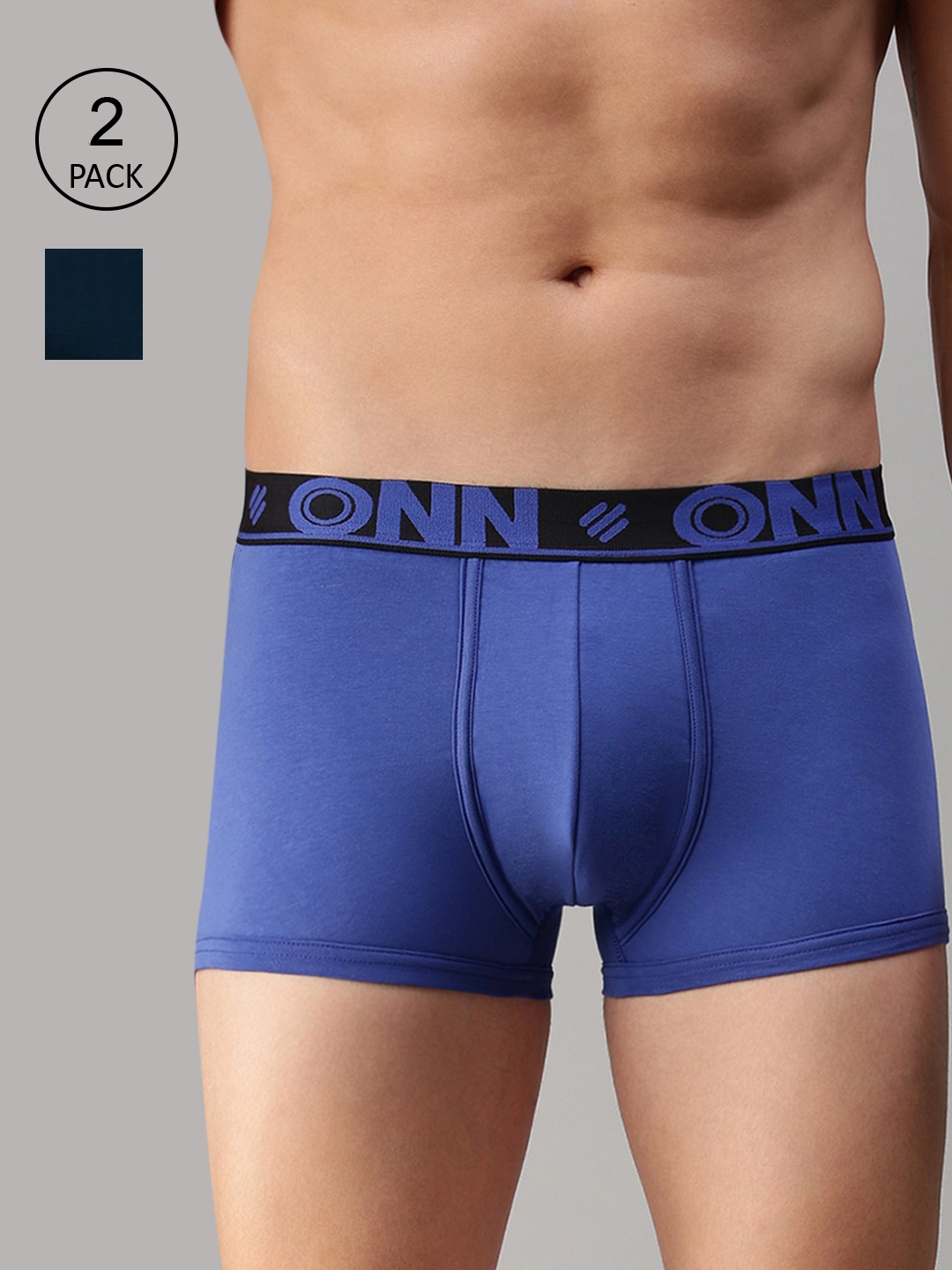 

ONN Men Pack Of 2 Blue Solid Trunks