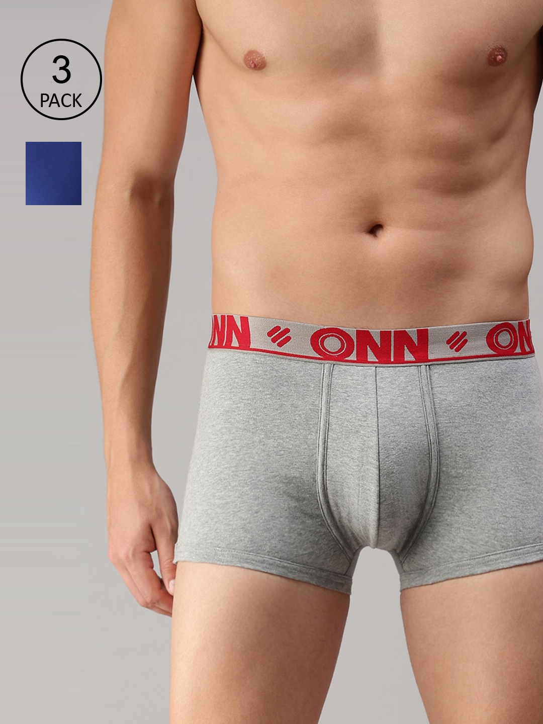 

ONN Men Pack Of 2 Solid Trunks ONN_273_GM_INKBU_2PC, Grey melange