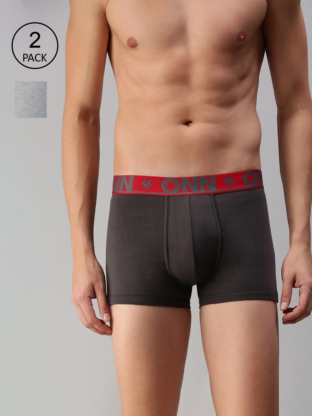 

ONN Men Grey & Brown Pack Of 2 Solid Trunks