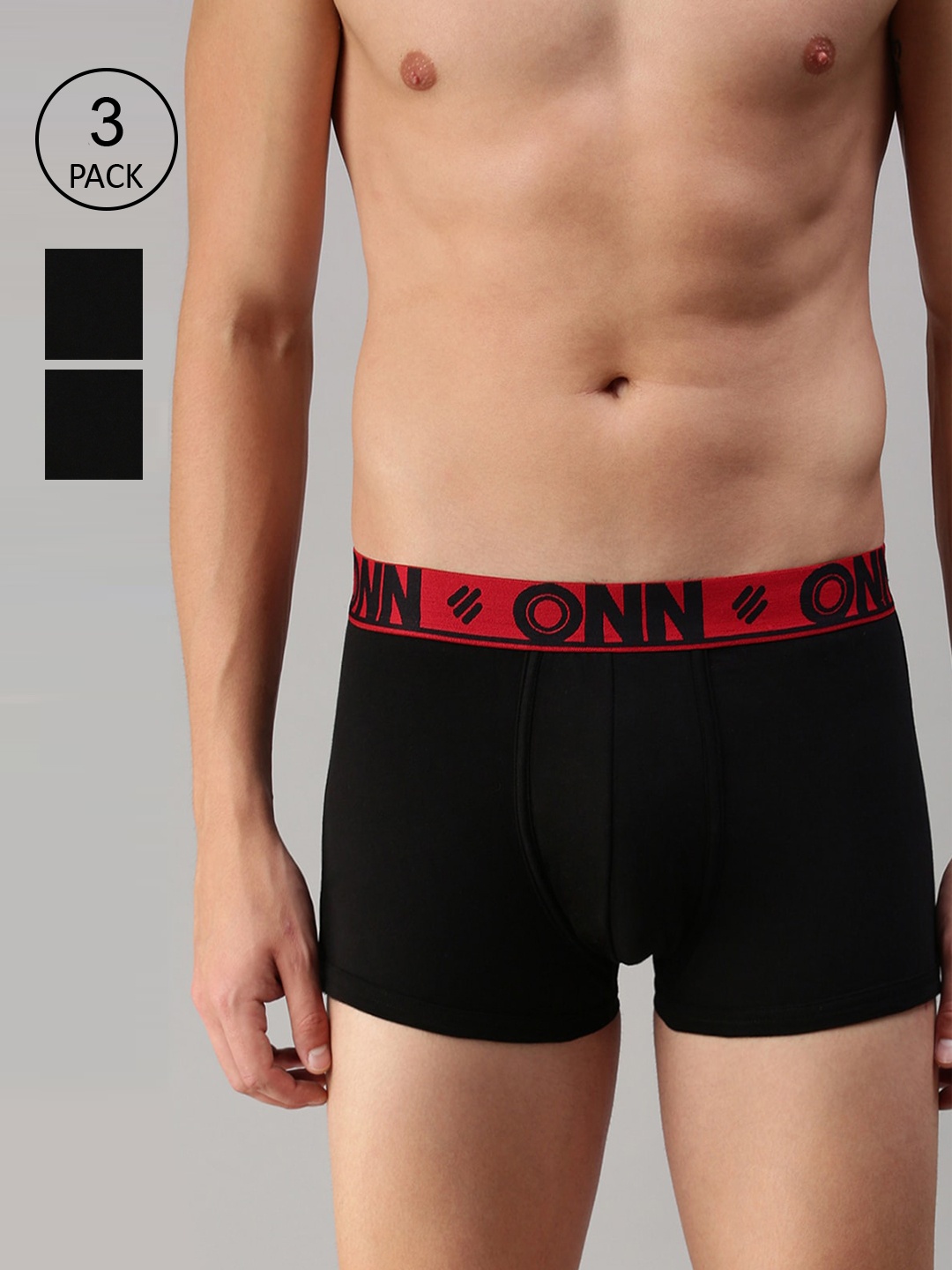 

ONN Men Pack Of 3 Black Solid Trunk ONN_273_BLK_3PC