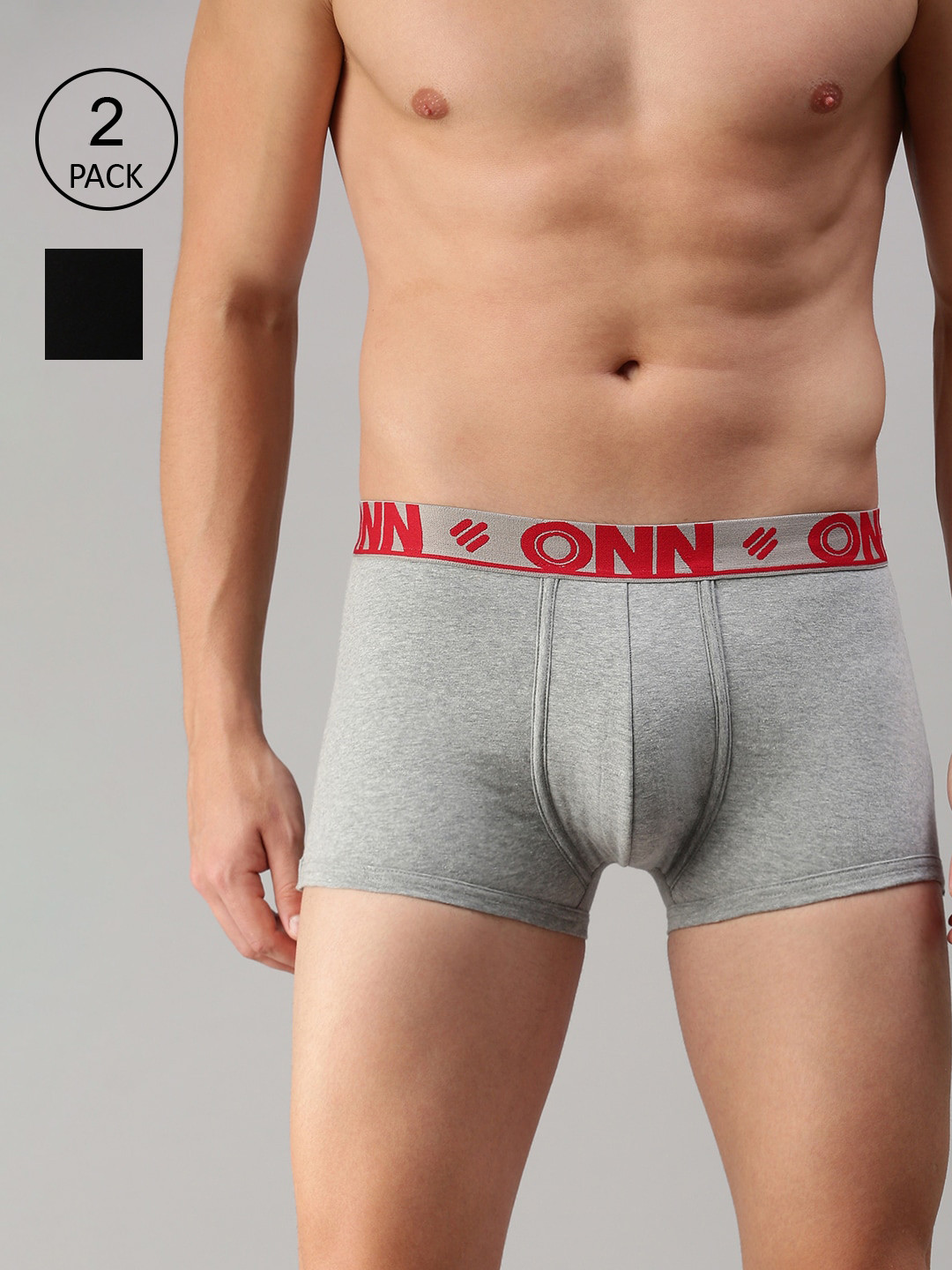 

ONN Men Pack Of 2 Solid Trunk, Black