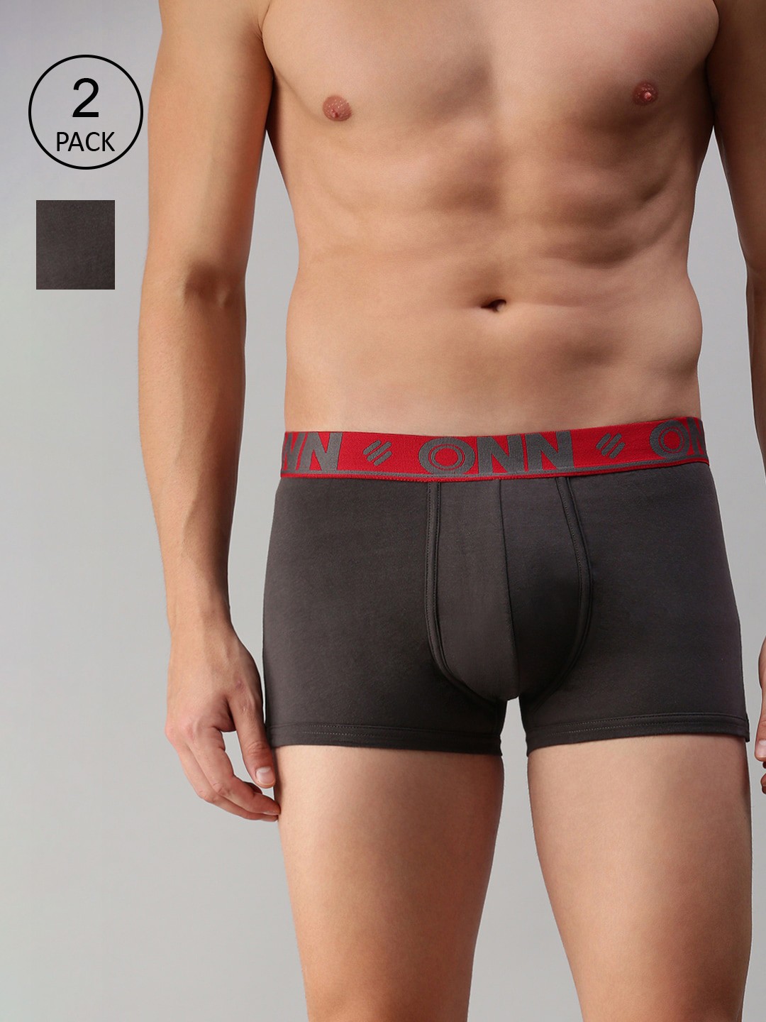 

ONN Men Pack Of 2 Solid Trunks, Grey