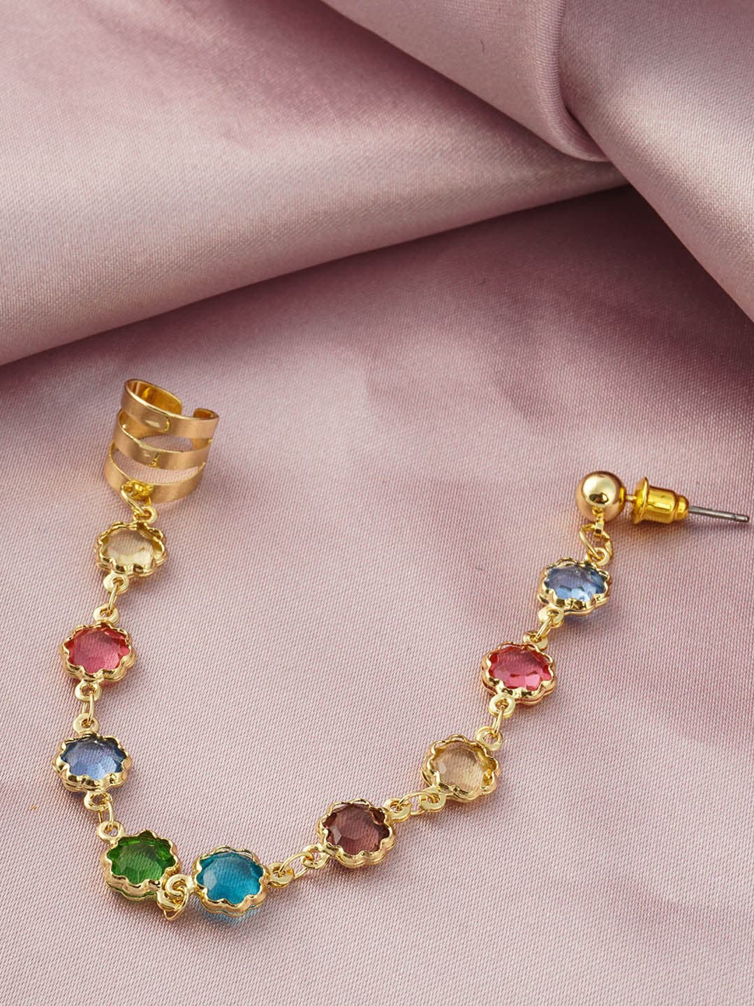 

Emmie Gold-Toned & Blue Classic Ear Cuff Earrings