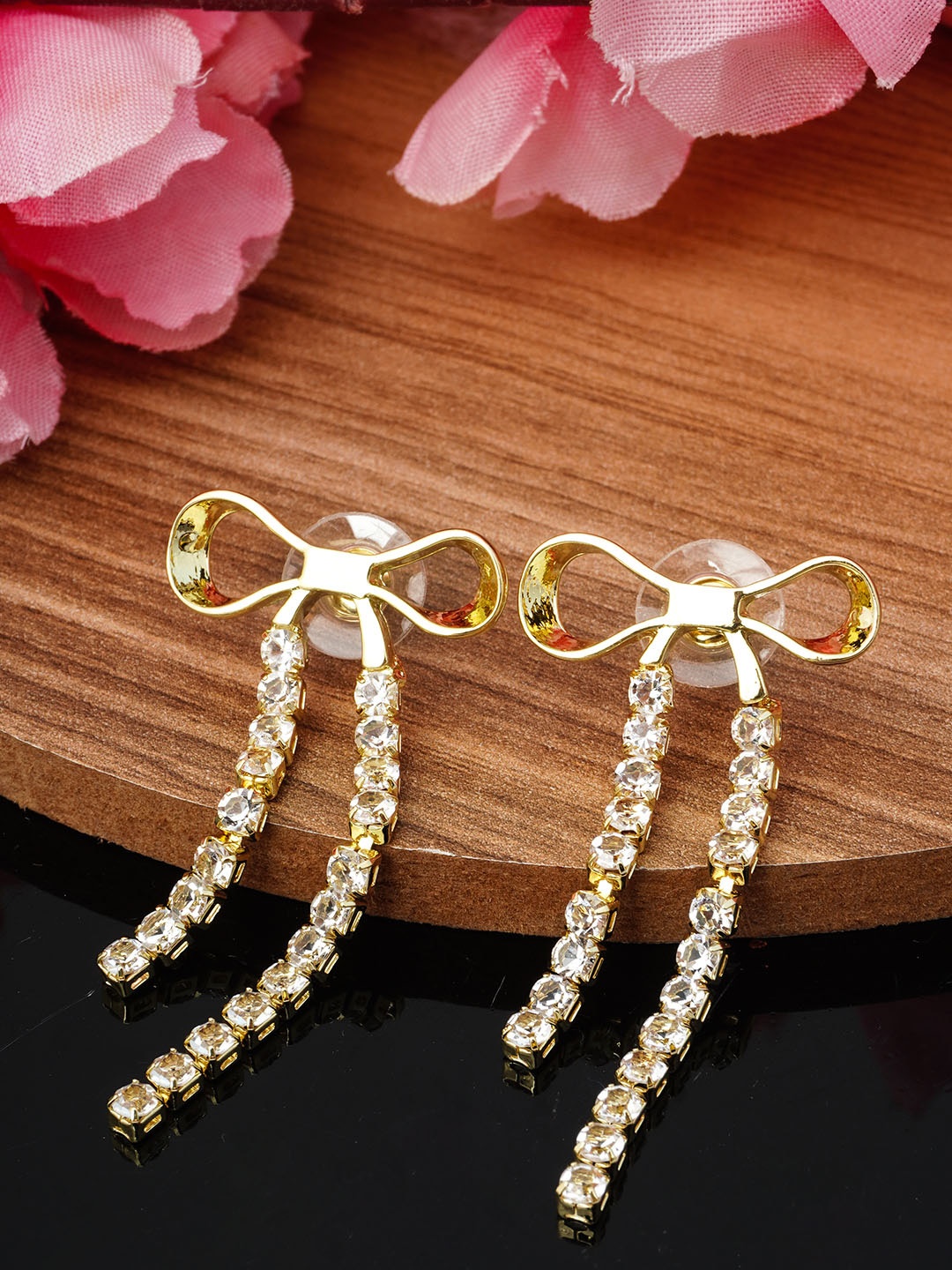 

Emmie Gold-Toned Teardrop Shaped Drop Earrings