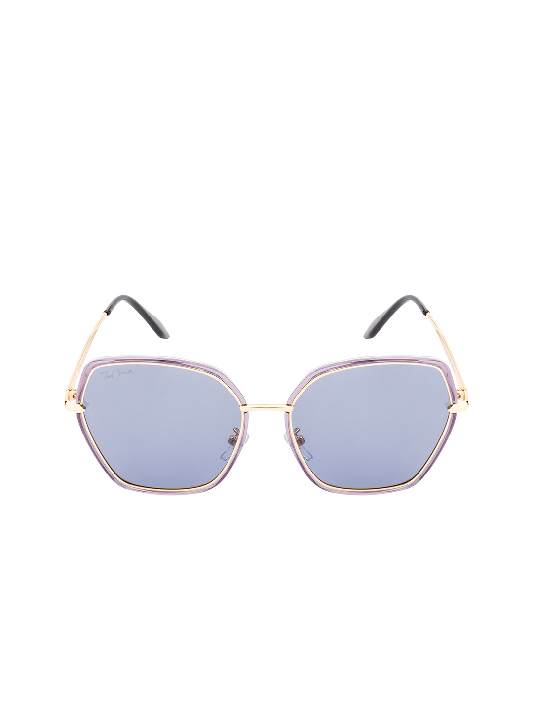 

Ted Smith Unisex Blue Lens & Gold-Toned Square UV Protected Lens Sunglasses