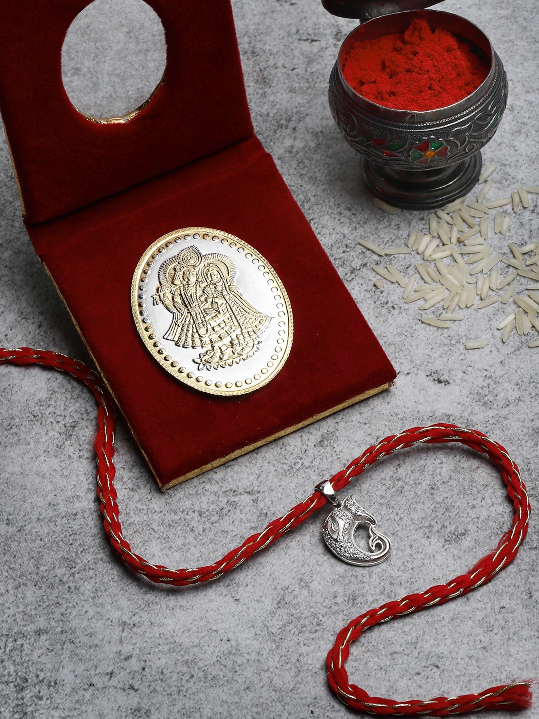 

PANASH 925 Sterling Silver Ganesha Rakhi with 10 g 999 Pure Silver Coin