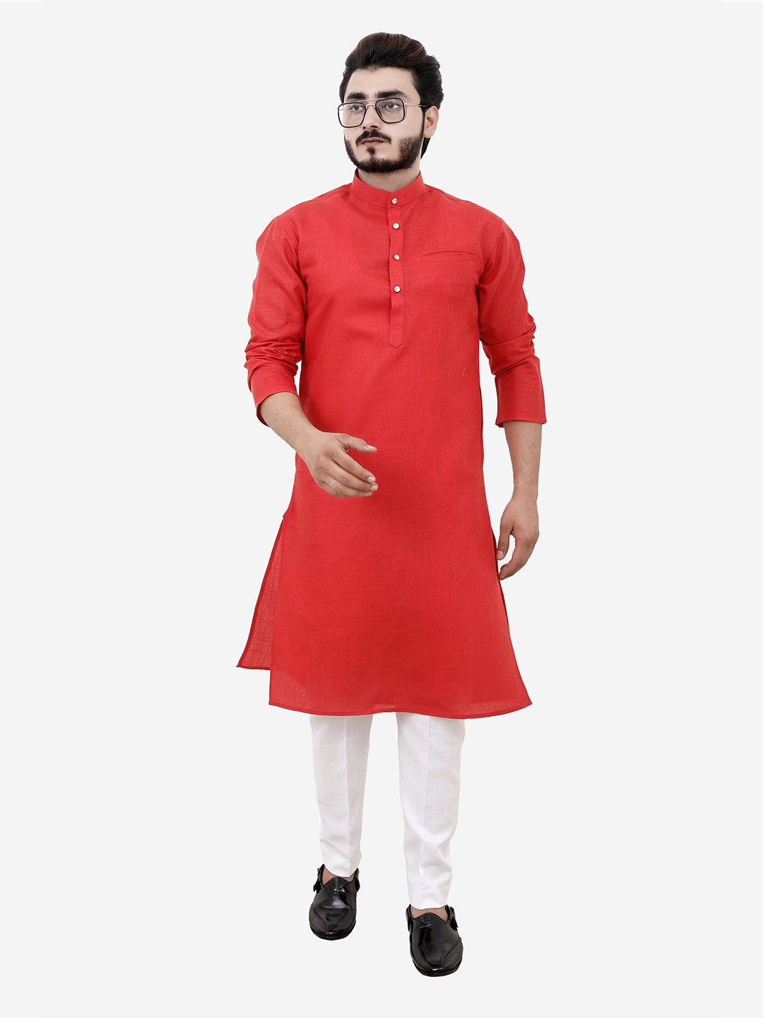 

Tibra Collection Men Red Pure Cotton Kurta with Pyjamas