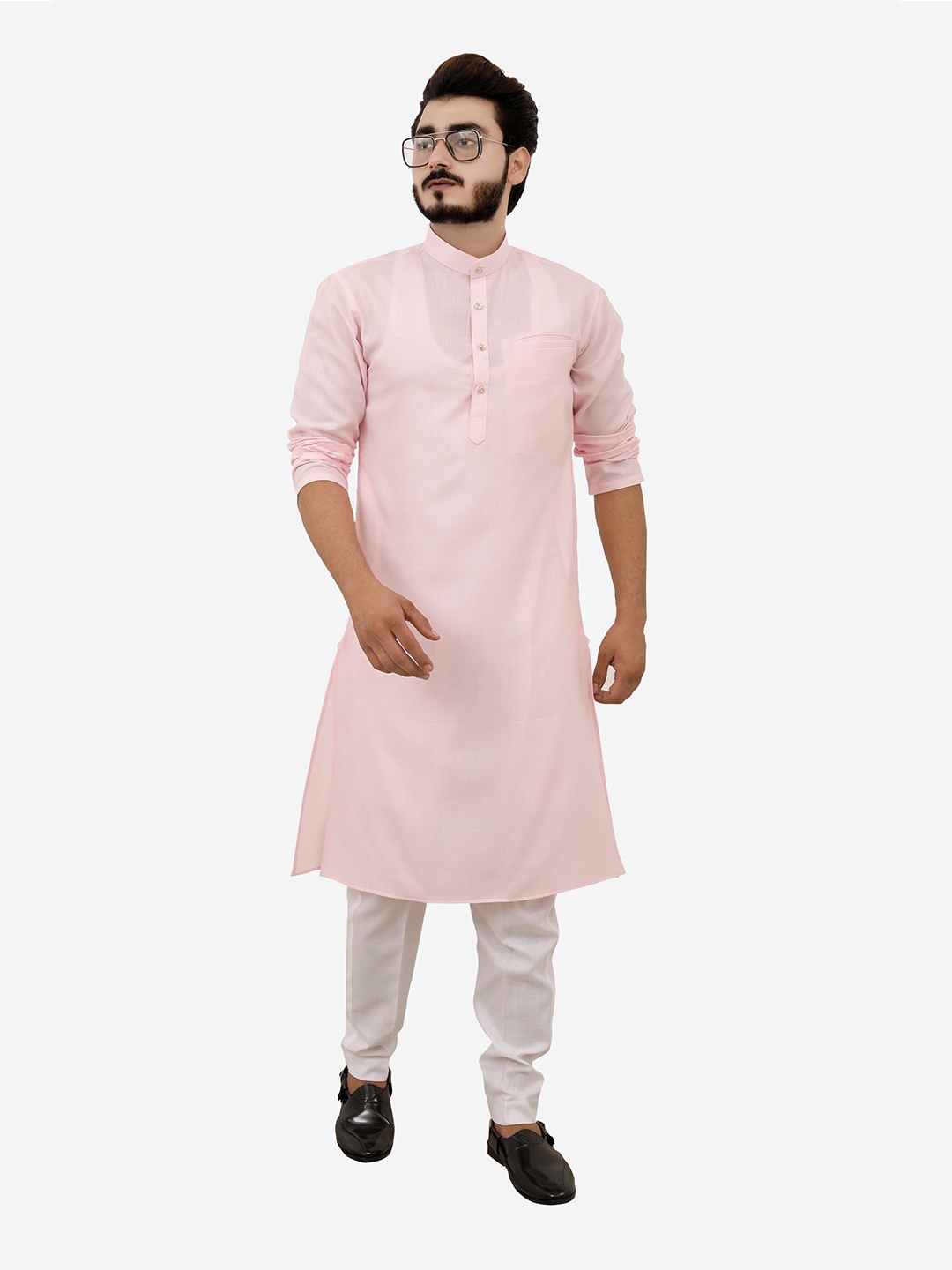 

Tibra Collection Men Pink Pure Cotton Kurta with Salwar