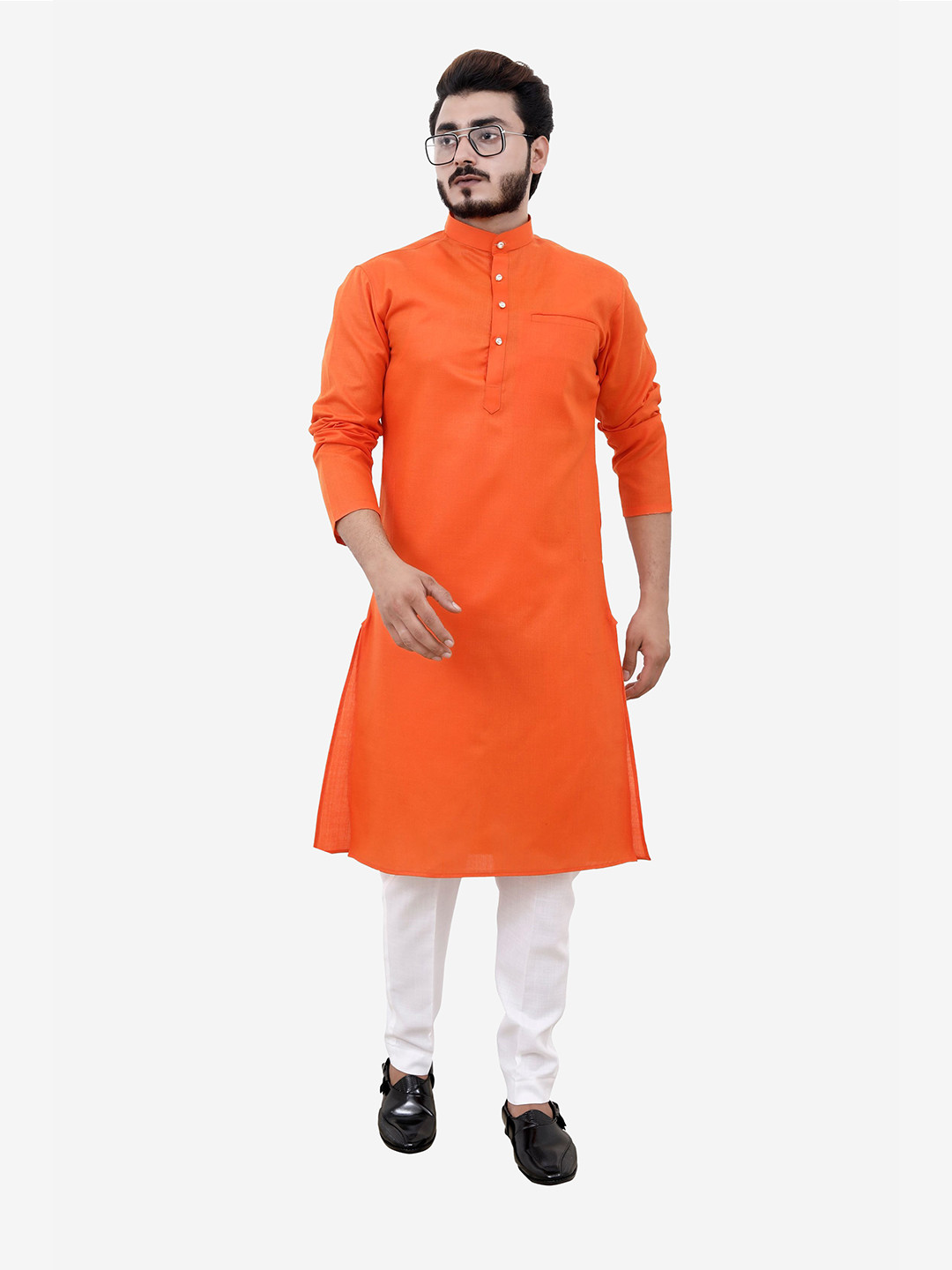 

Tibra Collection Men Orange Pure Cotton Kurta with Pyjamas