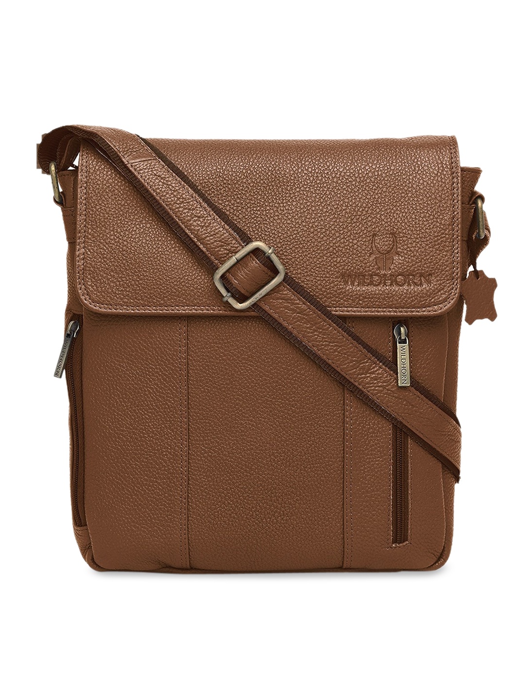 

WildHorn Brown Leather Structured Sling Bag